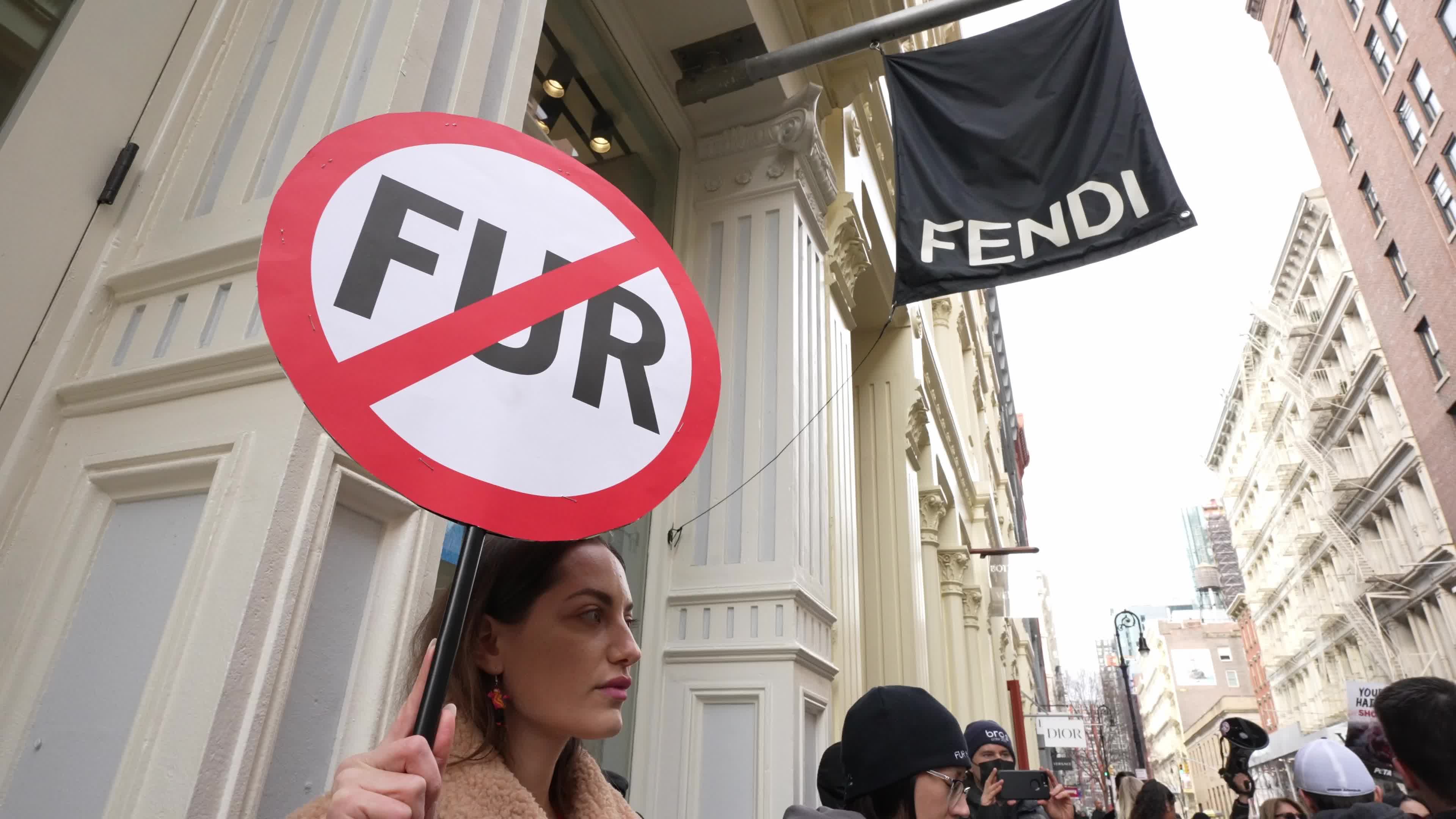 Protest against the use of real animal skins in NYC
