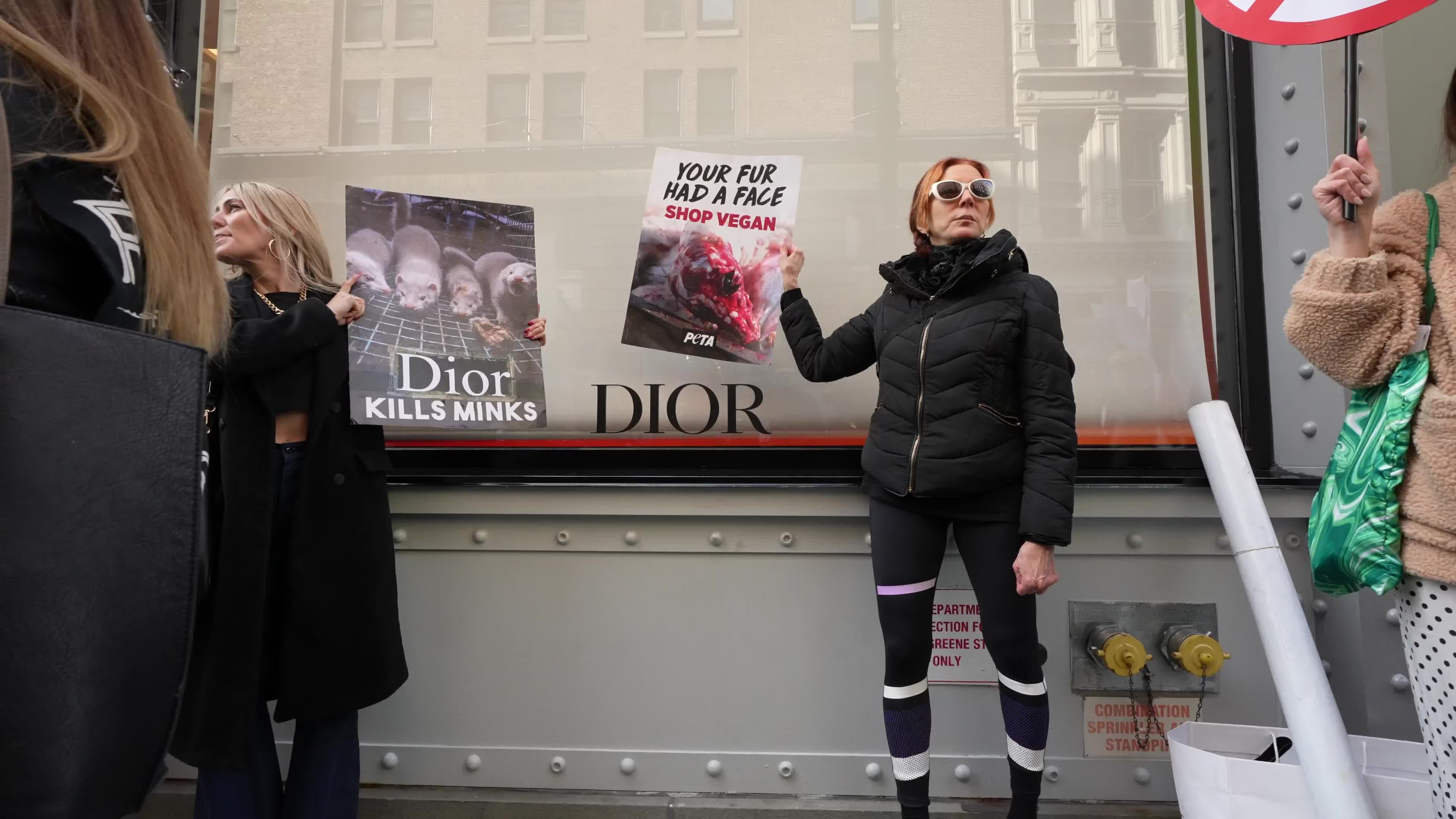 Protest against the use of real animal skins in NYC