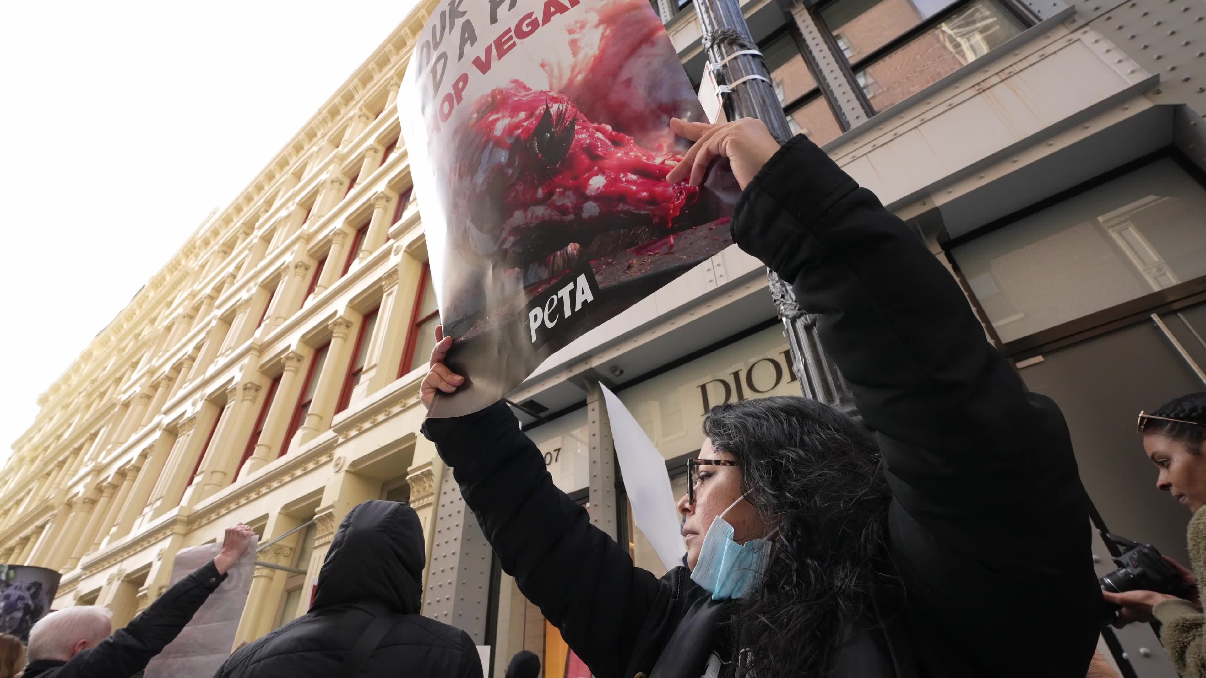 Protest against the use of real animal skins in NYC