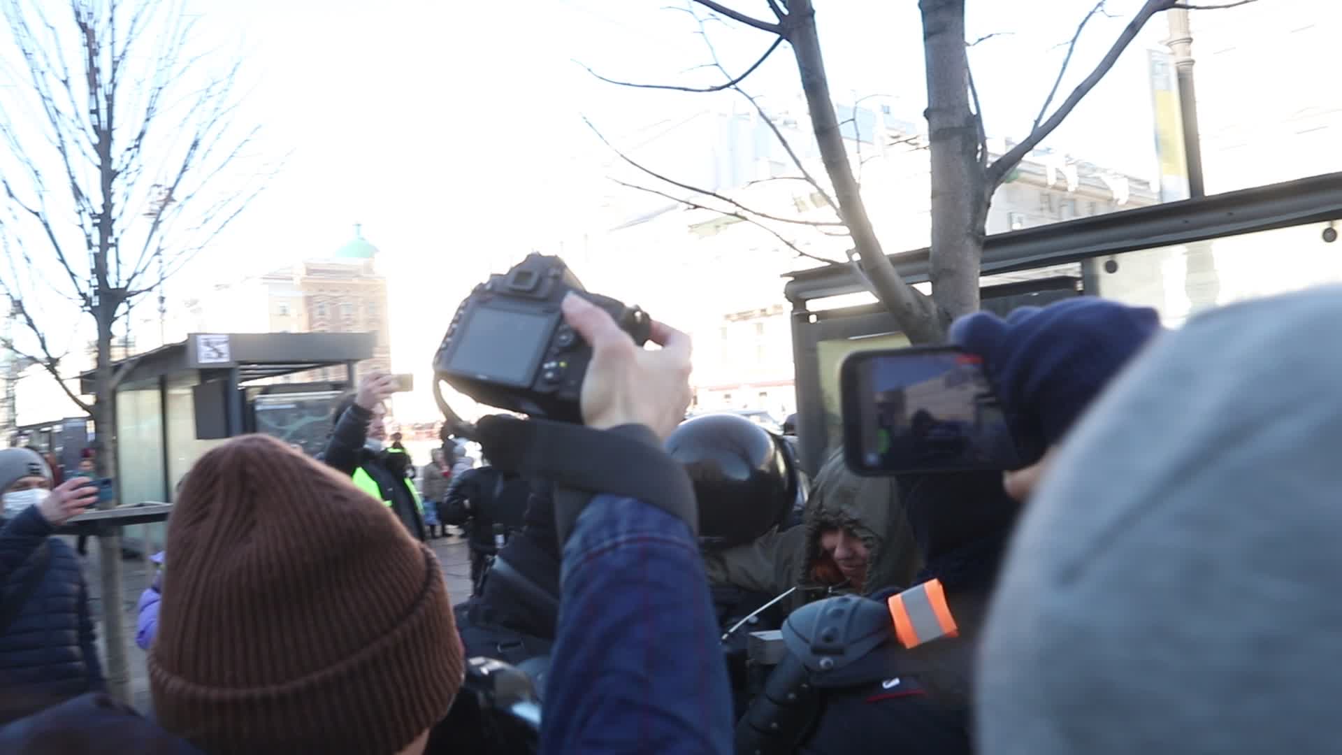 Protest against military operation in Ukraine in St. Petersburg, Russia