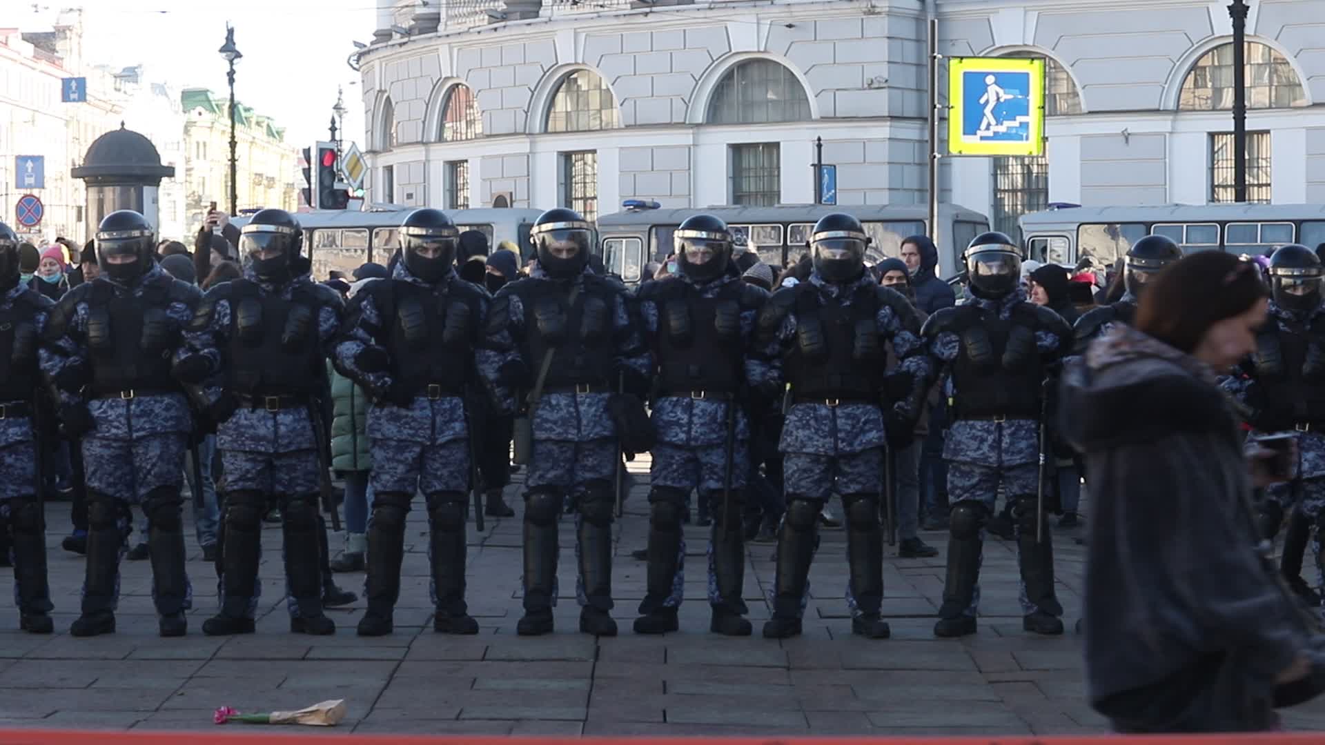 Protest against military operation in Ukraine in St. Petersburg, Russia