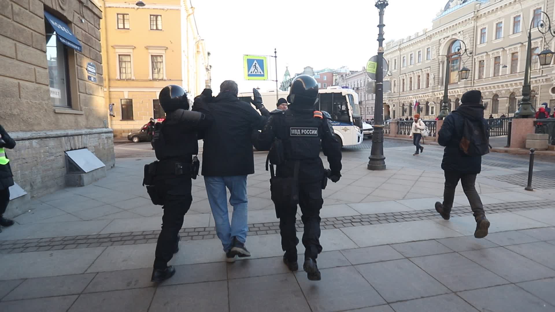 Protest against military operation in Ukraine in St. Petersburg, Russia