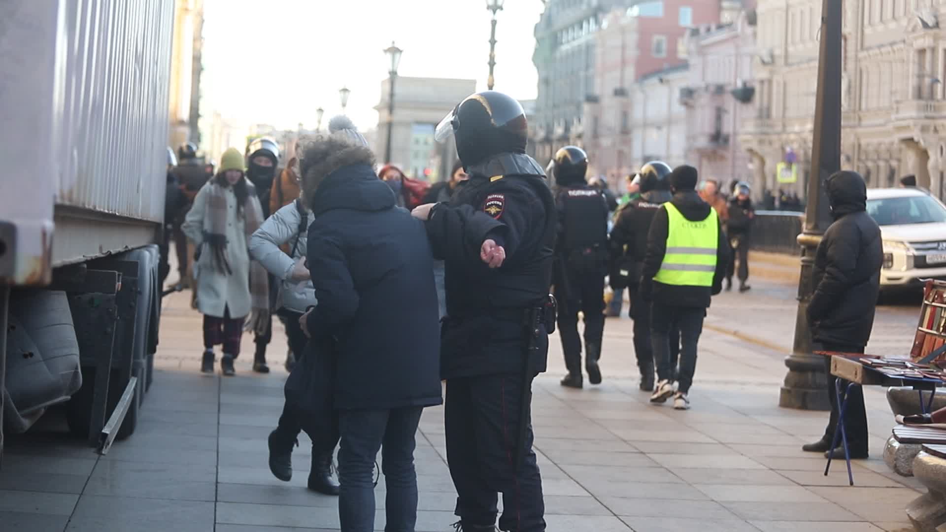 Protest against military operation in Ukraine in St. Petersburg, Russia
