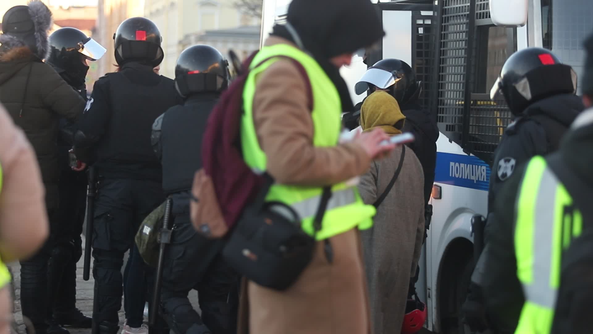 Protest against military operation in Ukraine in St. Petersburg, Russia