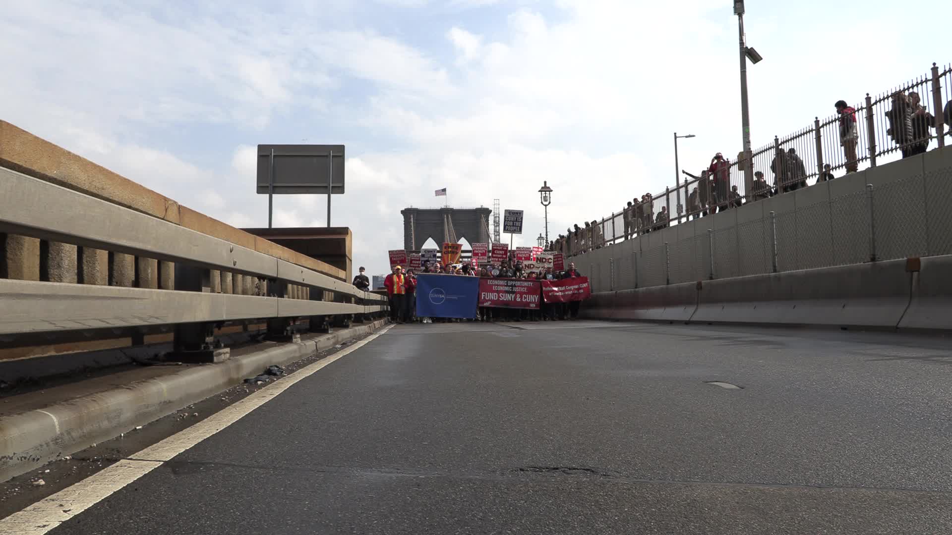 NYC: Teachers, Students Take Over Brooklyn Bridge Calling for Investment in SUNY & CUNY