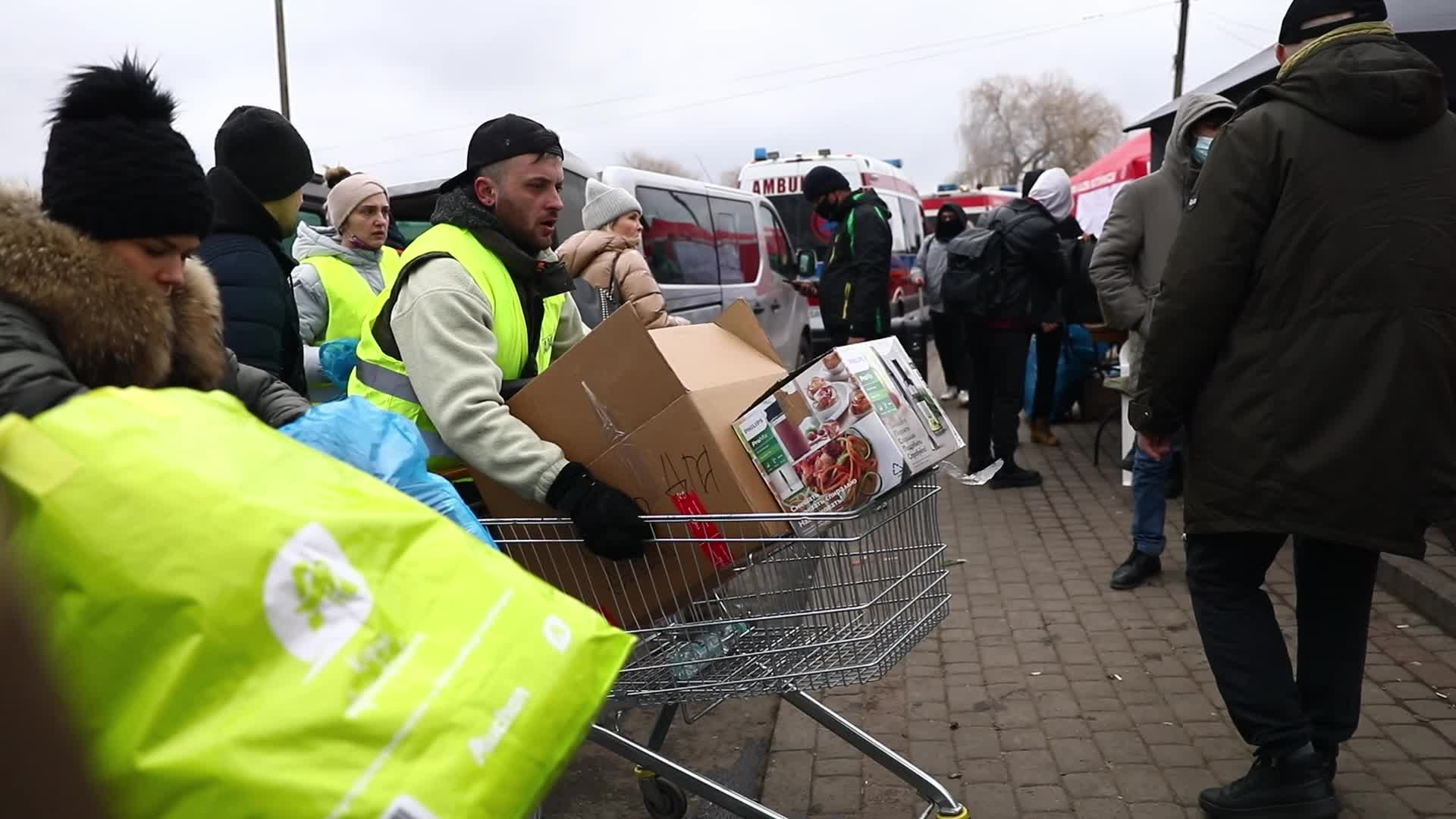People Cross Ukrainian-Polish Border After Fleeing Ukraine