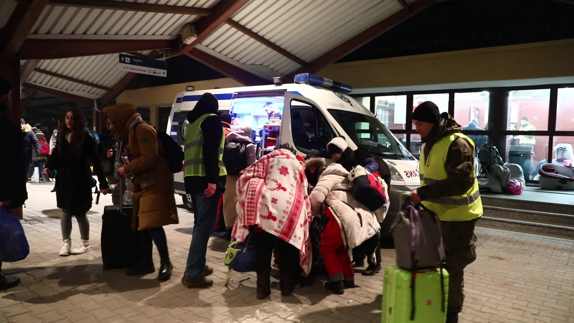 People Cross Ukrainian-Polish Border After Fleeing Ukraine