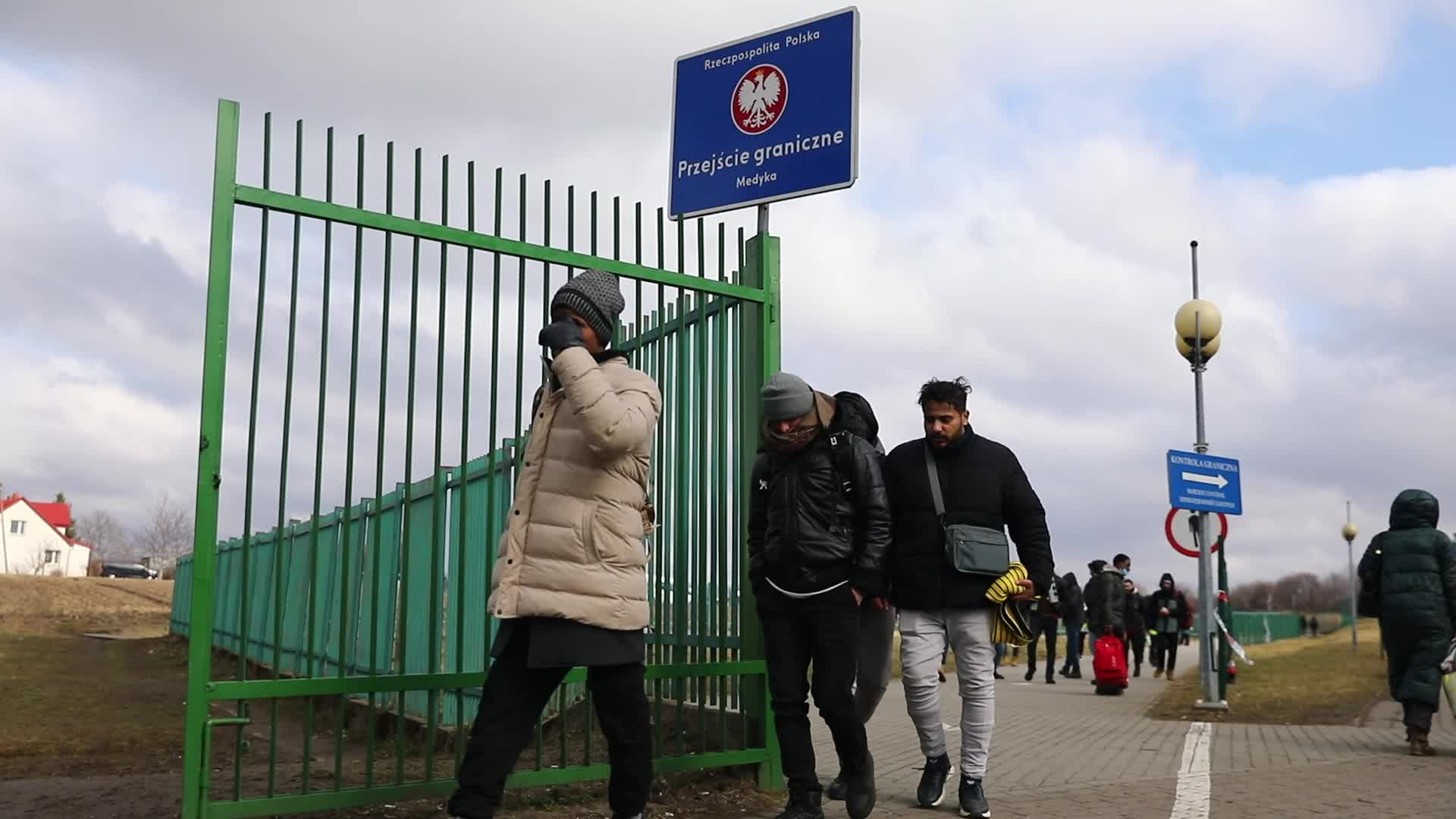People Cross Ukrainian-Polish Border After Fleeing Ukraine