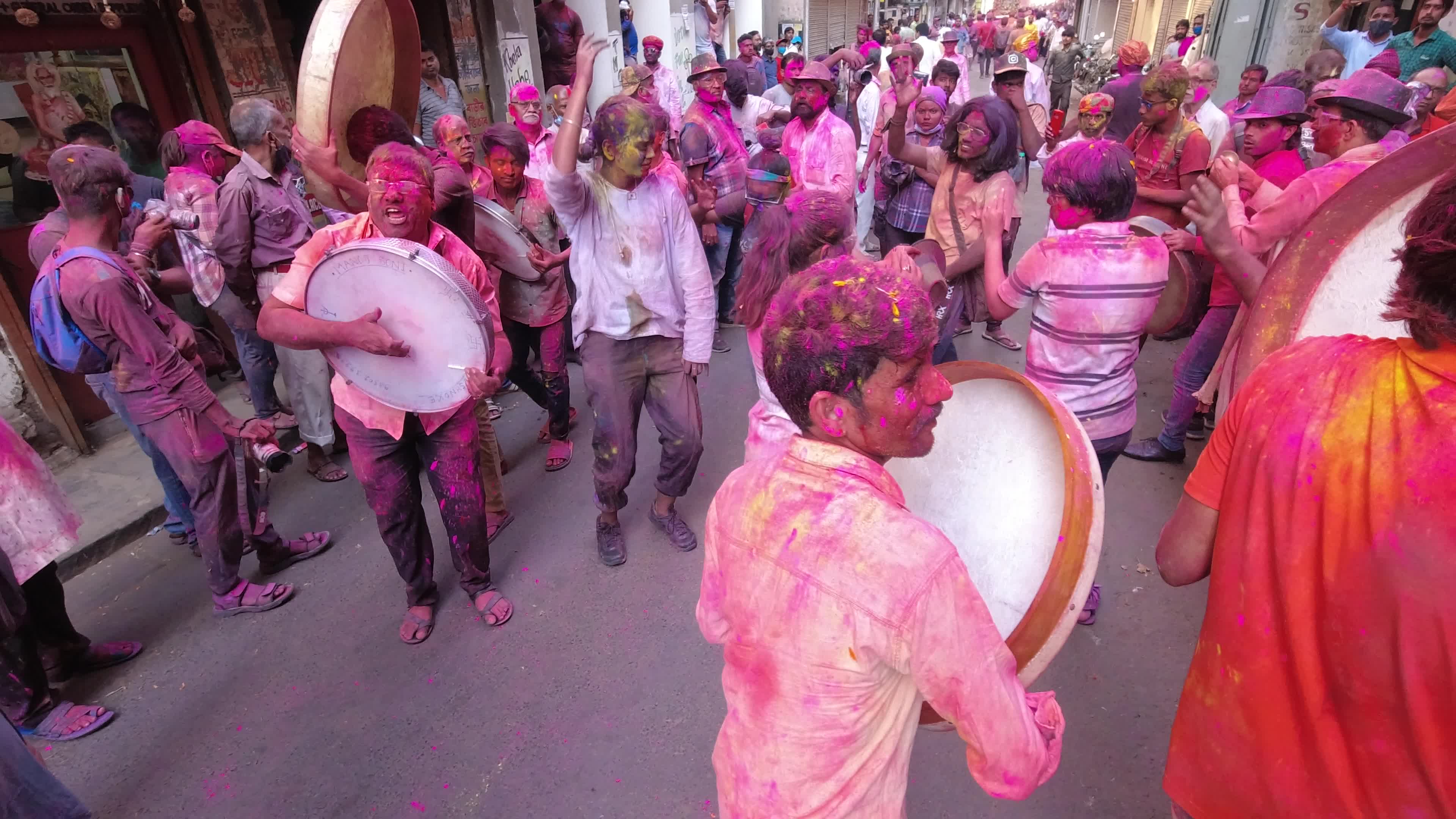 Holi celebration in Kolkata .