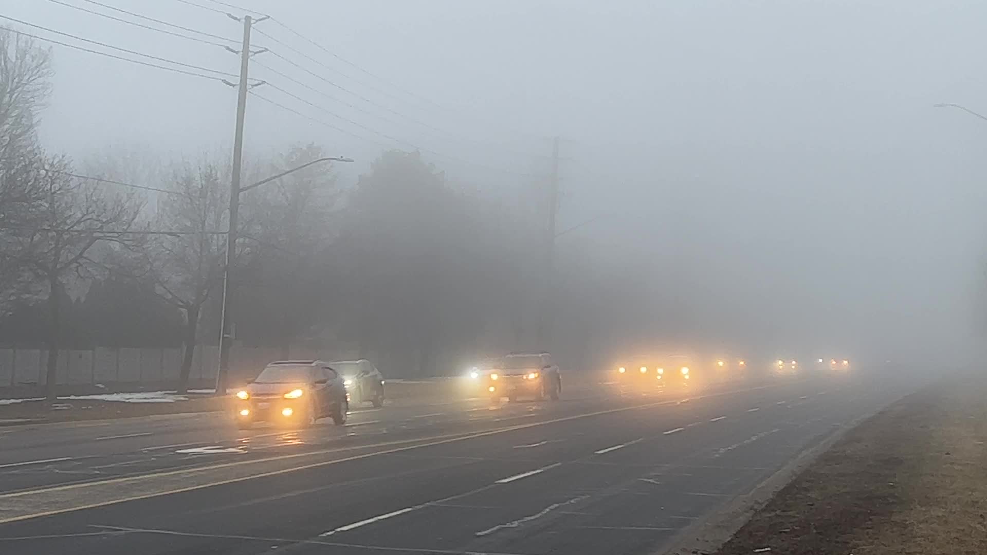 Thick fog covers the city of Toronto 