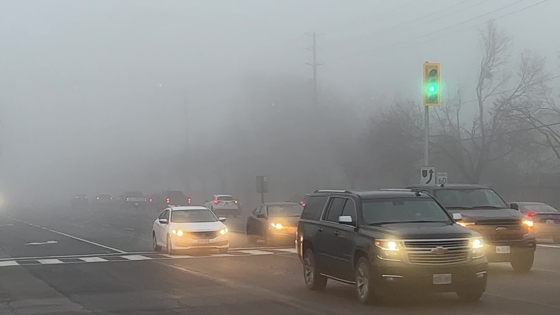 Thick fog covers the city of Toronto 