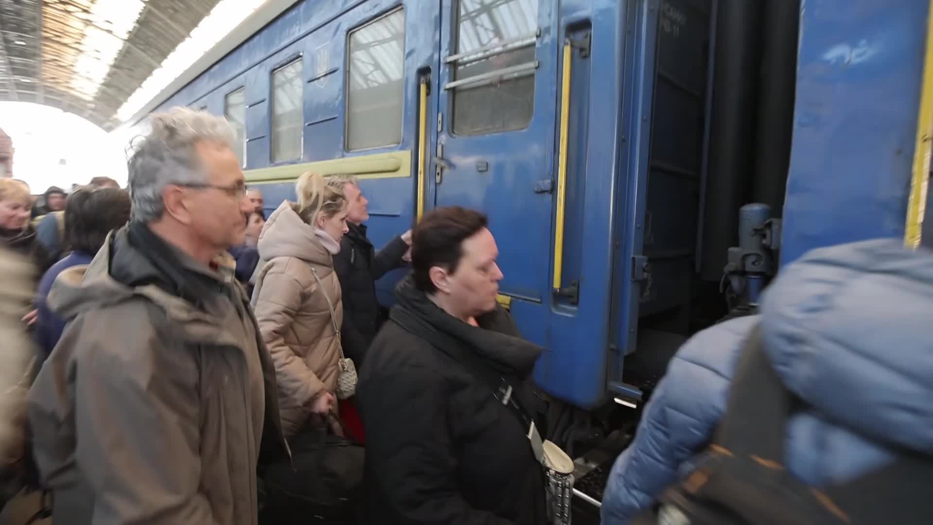 Ukrainian refugees at Medyka border crossing