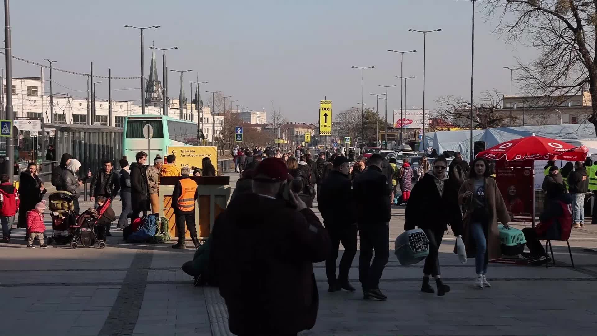Ukrainian refugees at Medyka border crossing