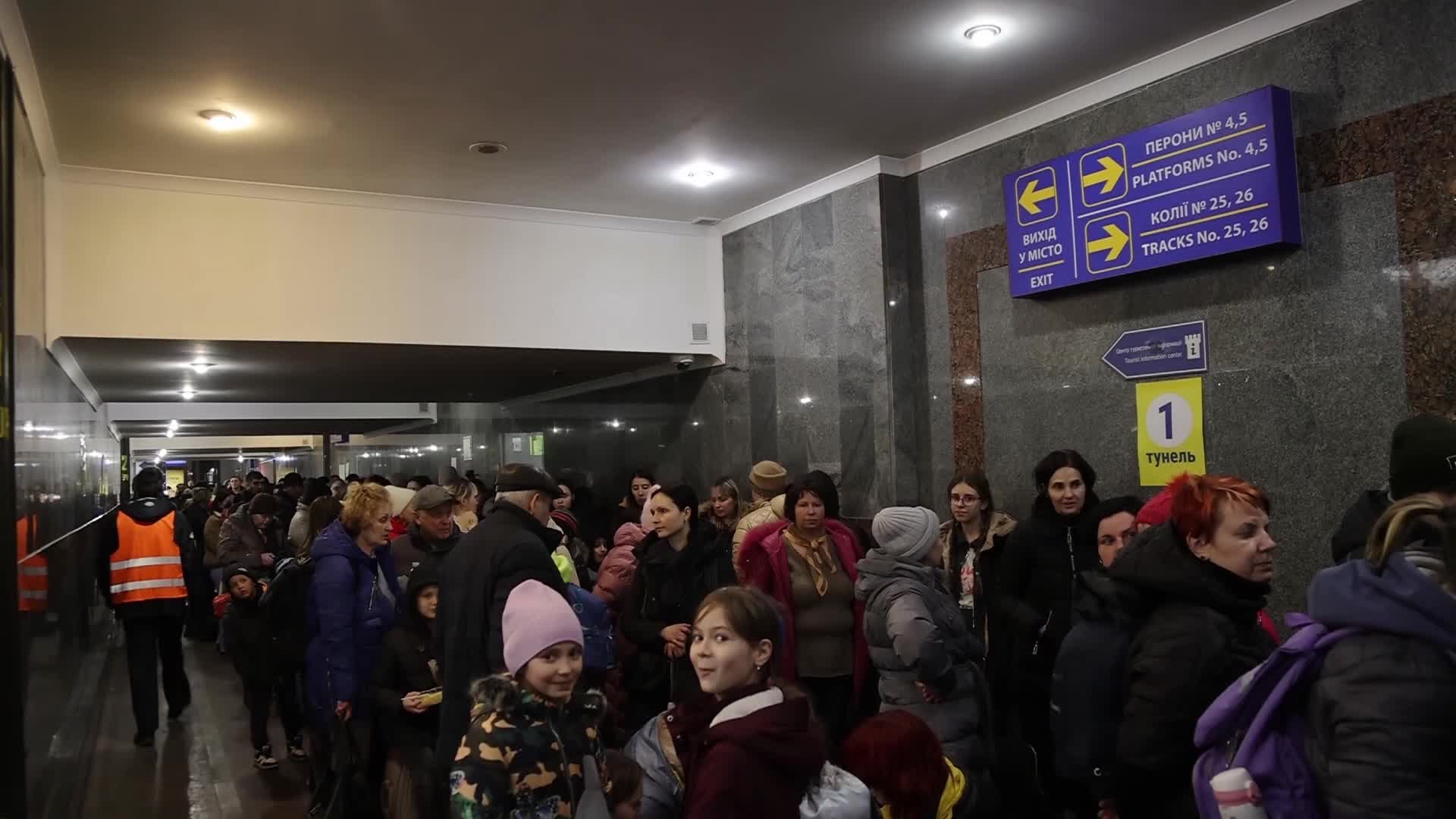 Ukrainian refugees at Medyka border crossing