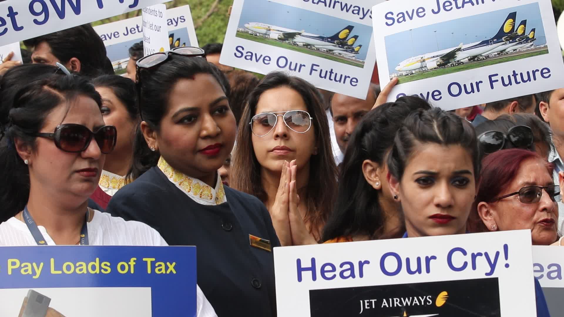 Jet Airways Employees Demonstrate In New Delhi