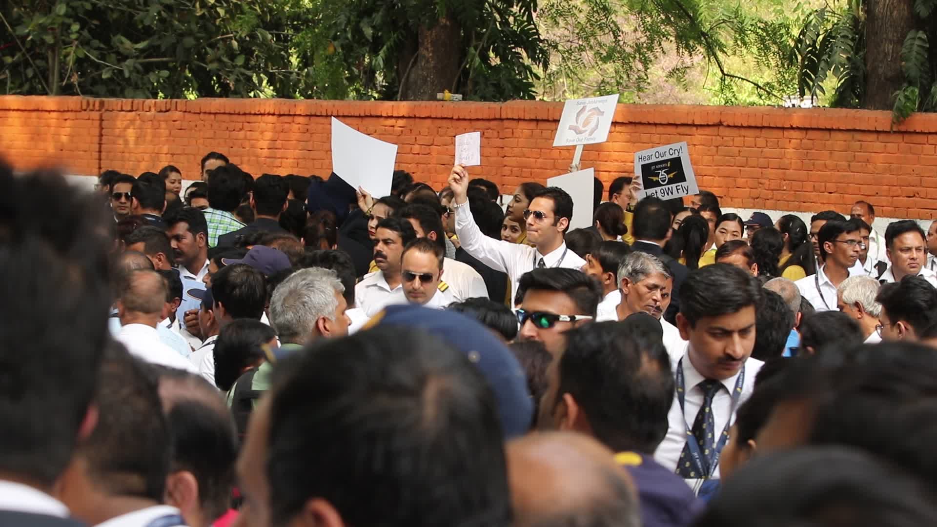 Jet Airways Employees Demonstrate In New Delhi