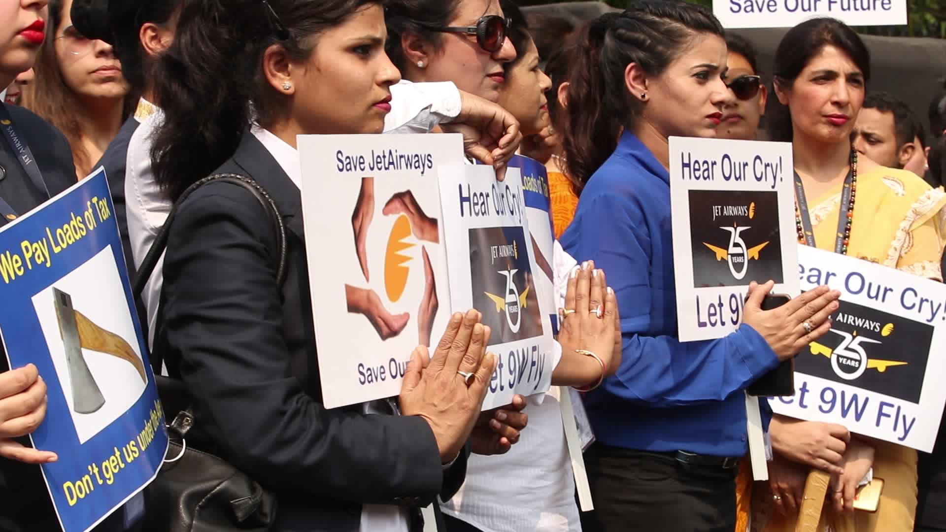Jet Airways Employees Demonstrate In New Delhi