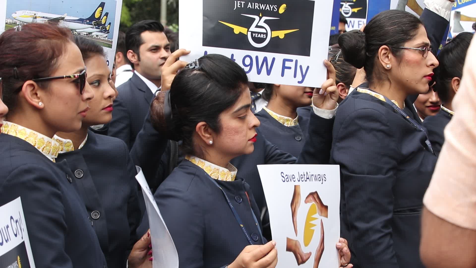 Jet Airways Employees Demonstrate In New Delhi