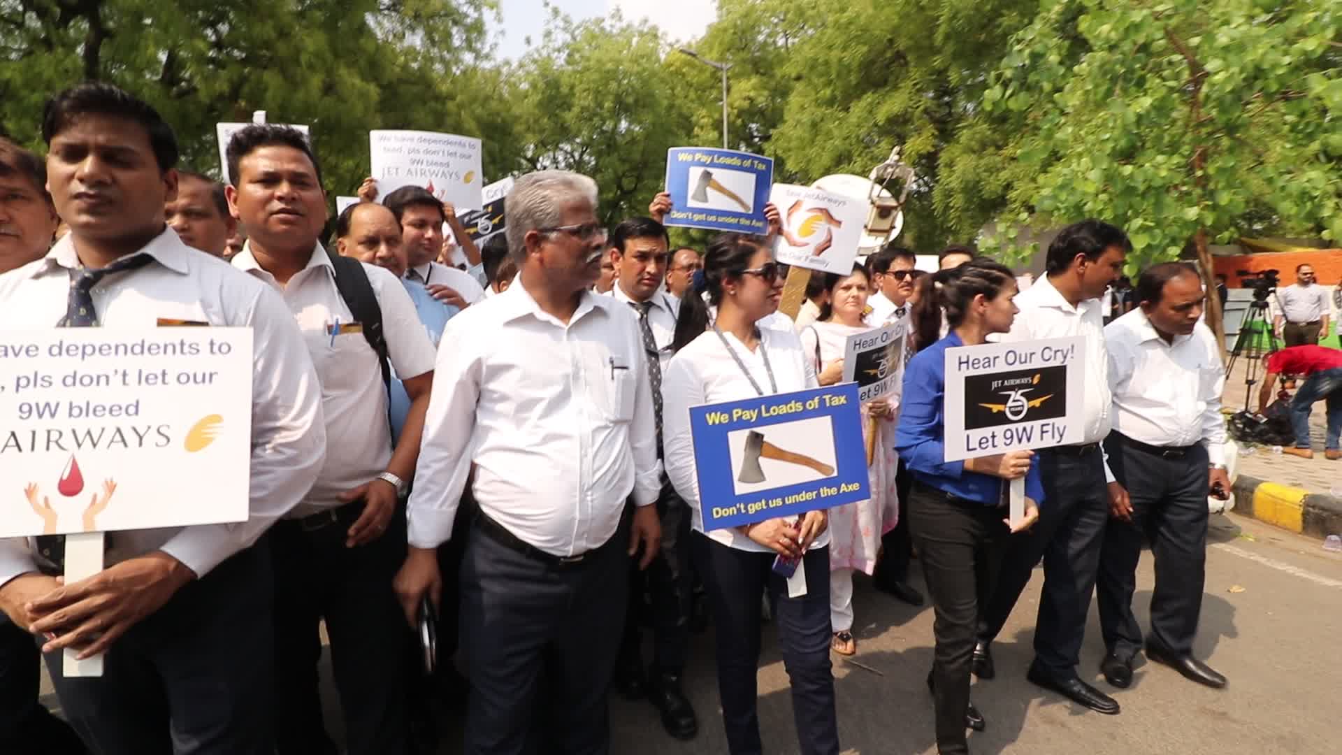 Jet Airways Employees Demonstrate In New Delhi
