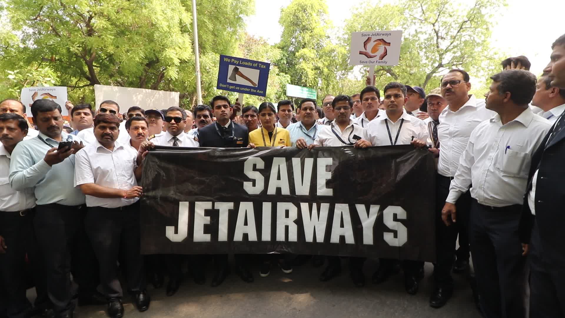 Jet Airways Employees Demonstrate In New Delhi