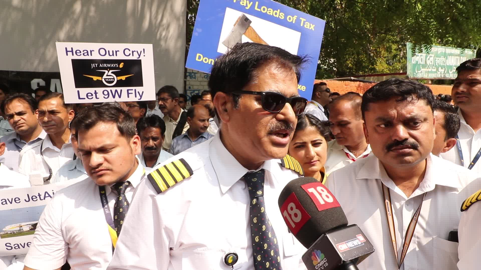 Jet Airways Employees Demonstrate In New Delhi