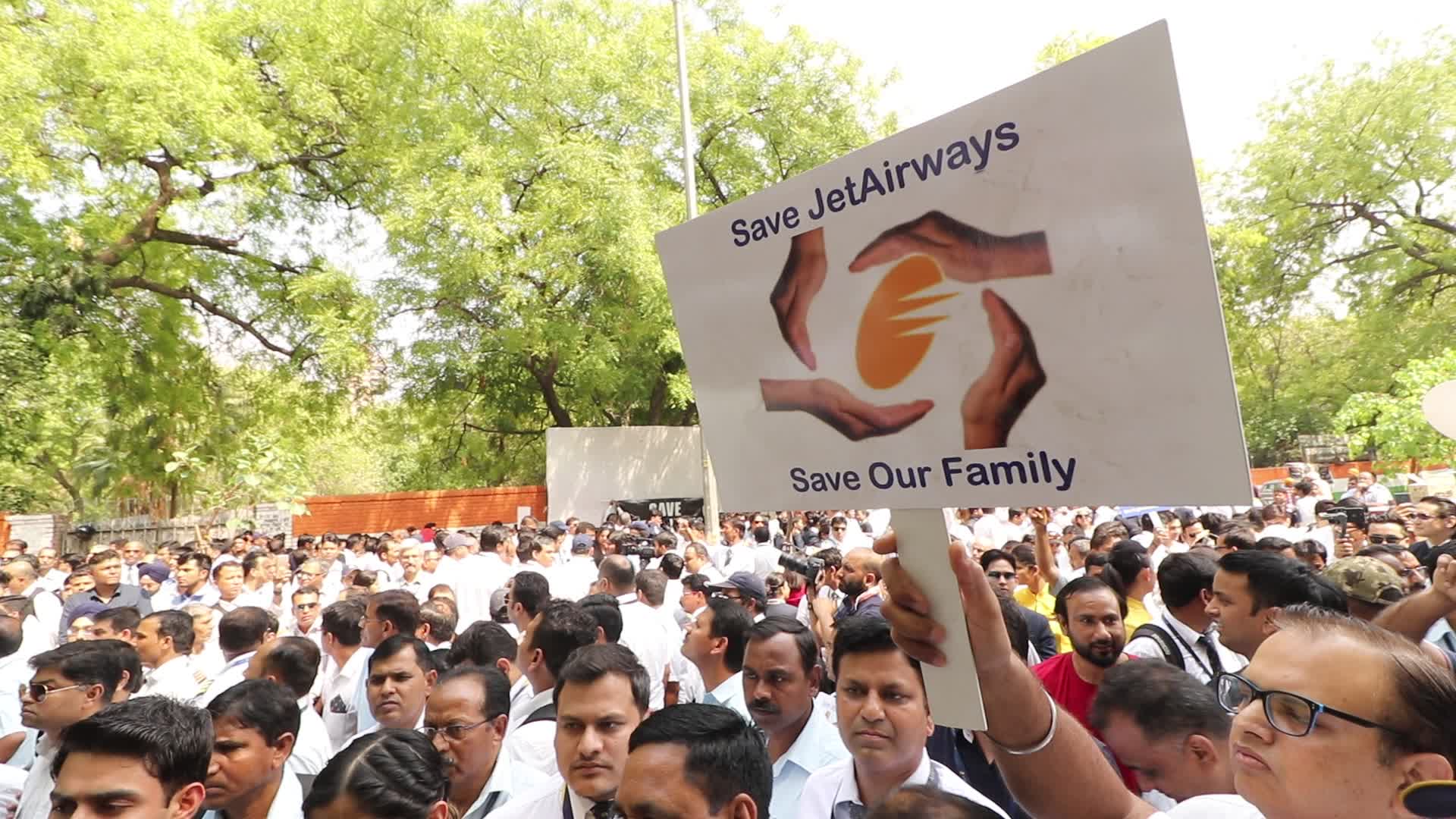 Jet Airways Employees Demonstrate In New Delhi