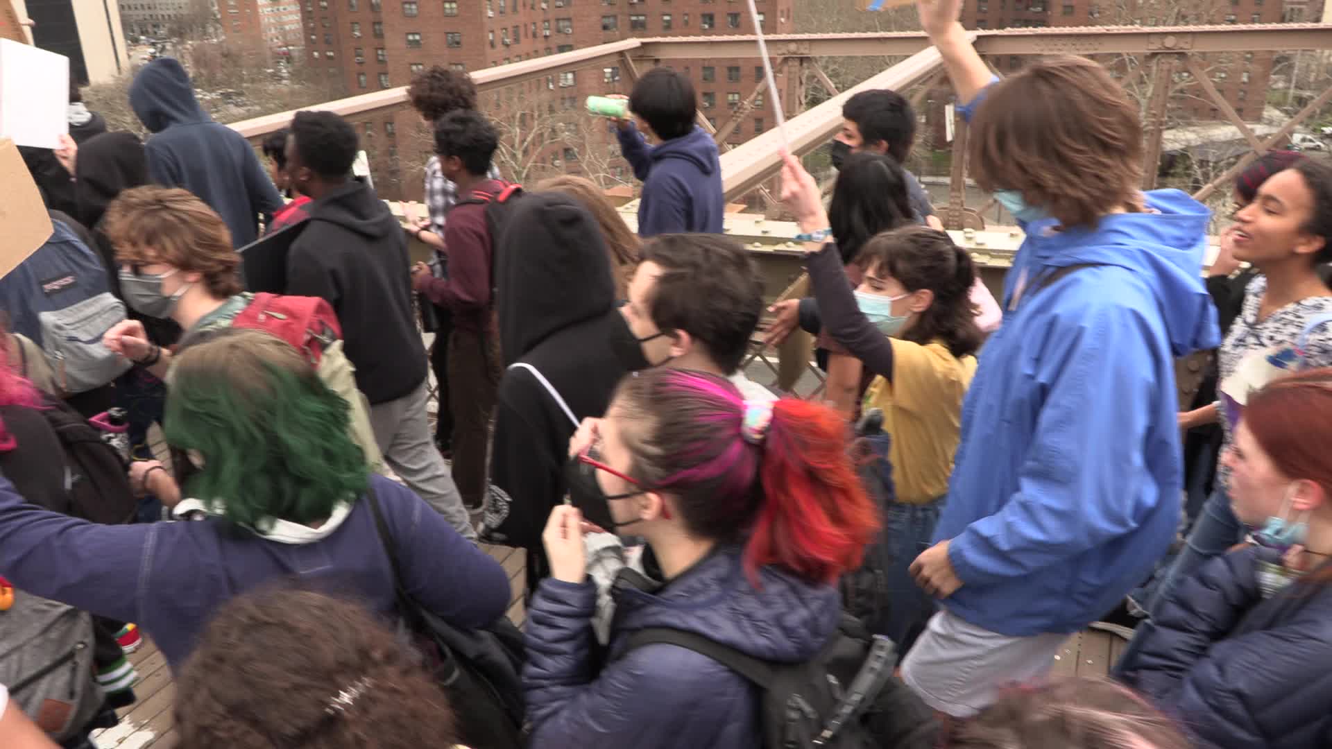 NYC: Youth Climate Strike March Across Brooklyn Bridge