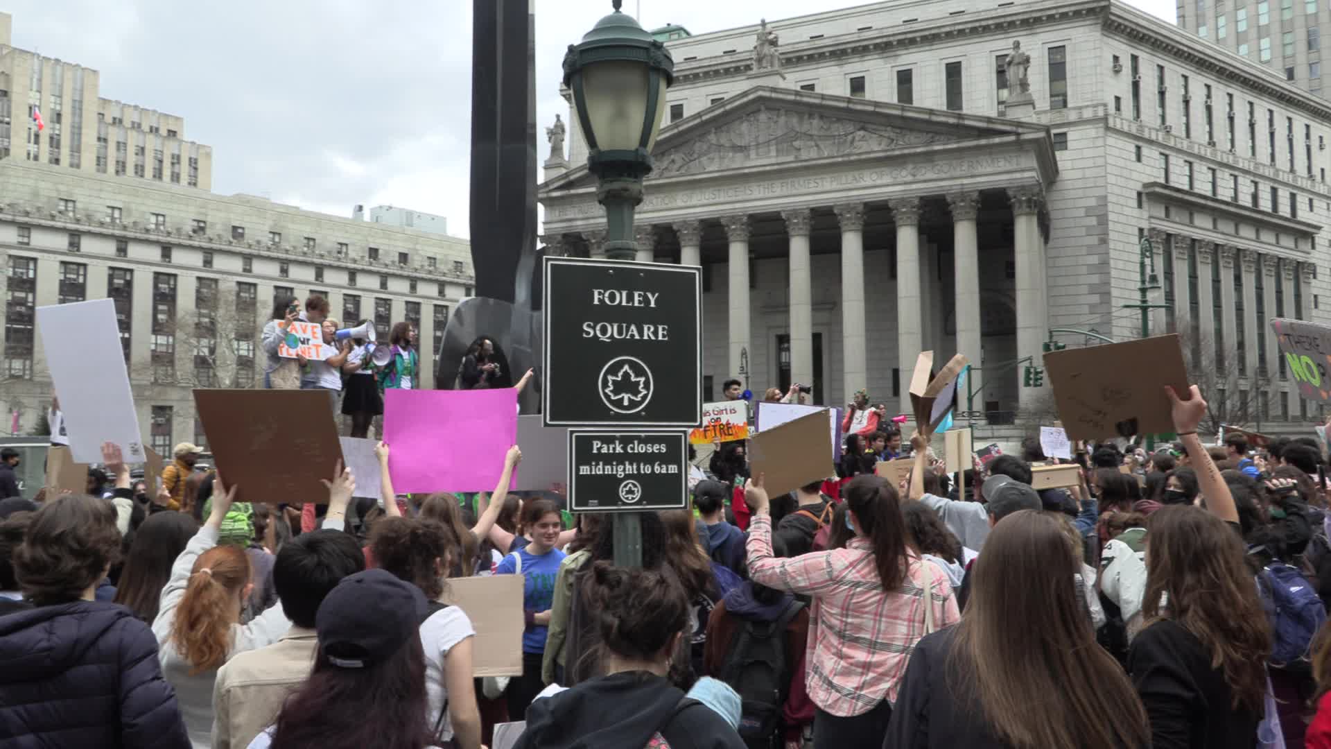 NYC: Youth Climate Strike March Across Brooklyn Bridge