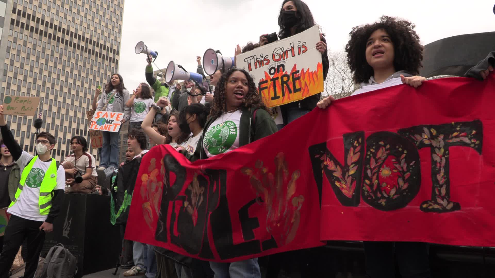 NYC: Youth Climate Strike March Across Brooklyn Bridge