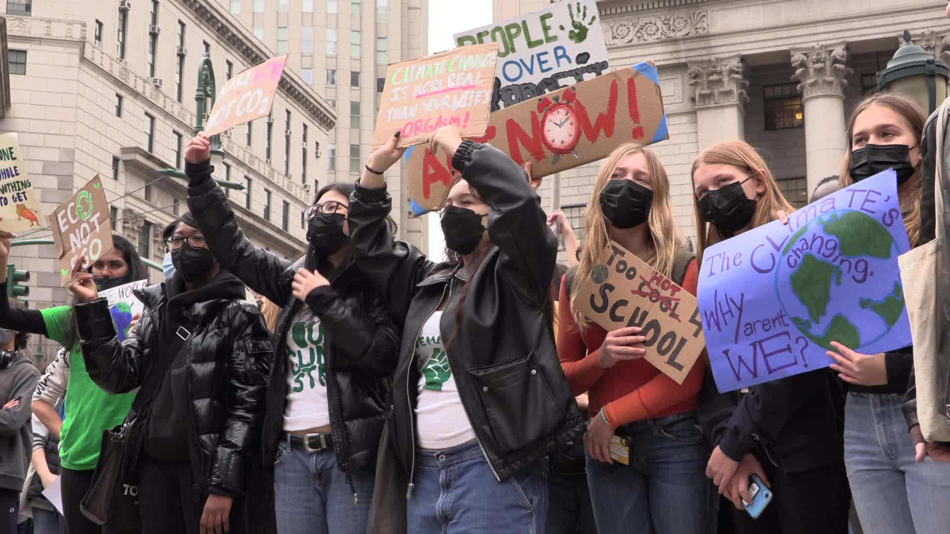 NYC: Youth Climate Strike March Across Brooklyn Bridge