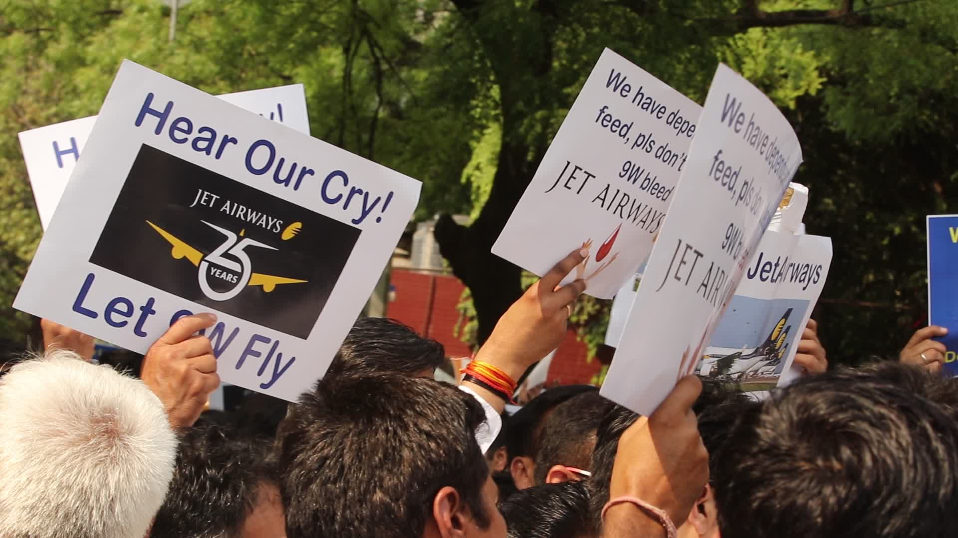 Jet Airways Employees Demonstrate In New Delhi