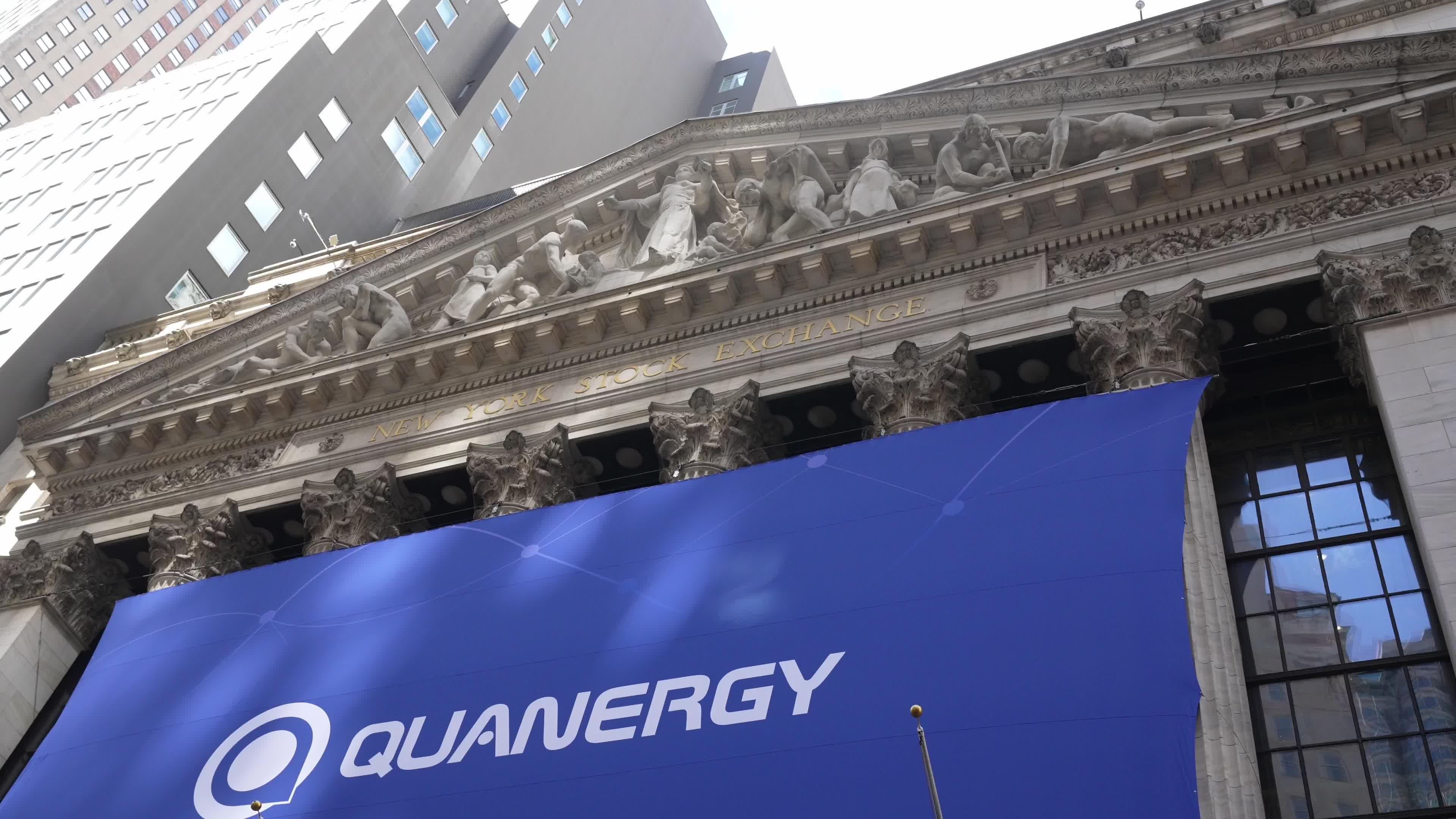 "Quanergy" Logo at New York Stock Exchange Building Exterior