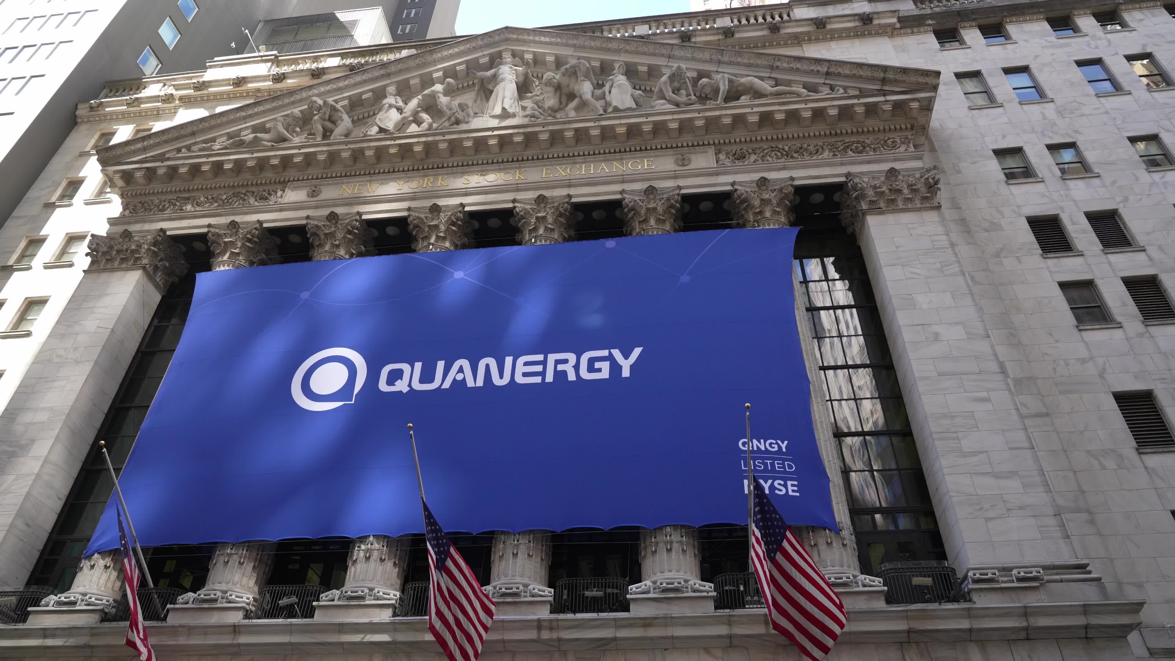 "Quanergy" Logo at New York Stock Exchange Building Exterior