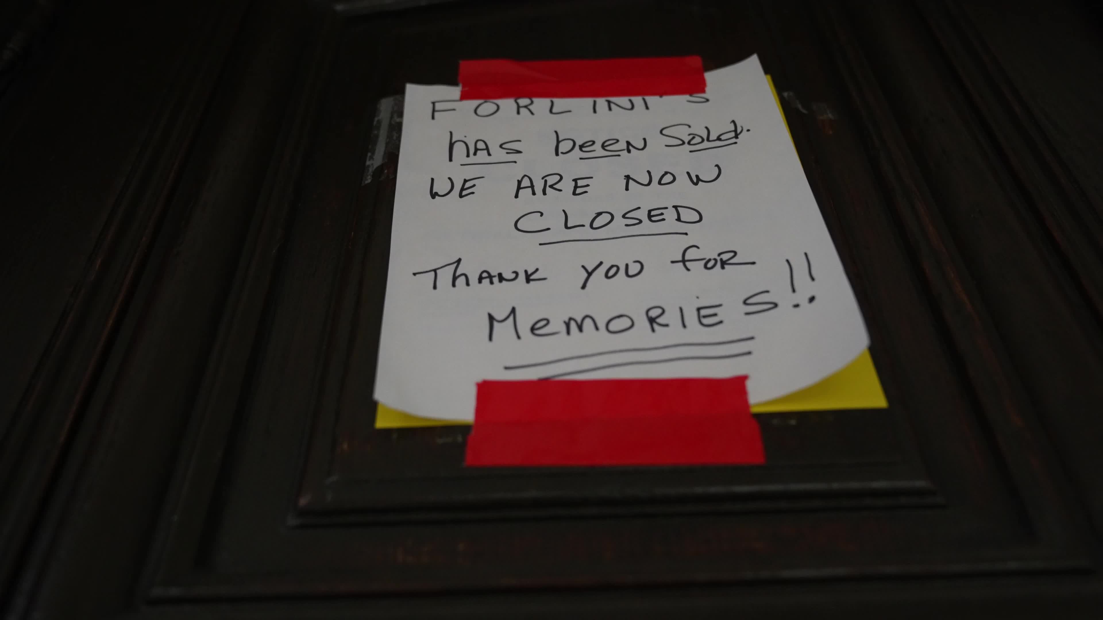 “Forlini’s has officially closed,” 