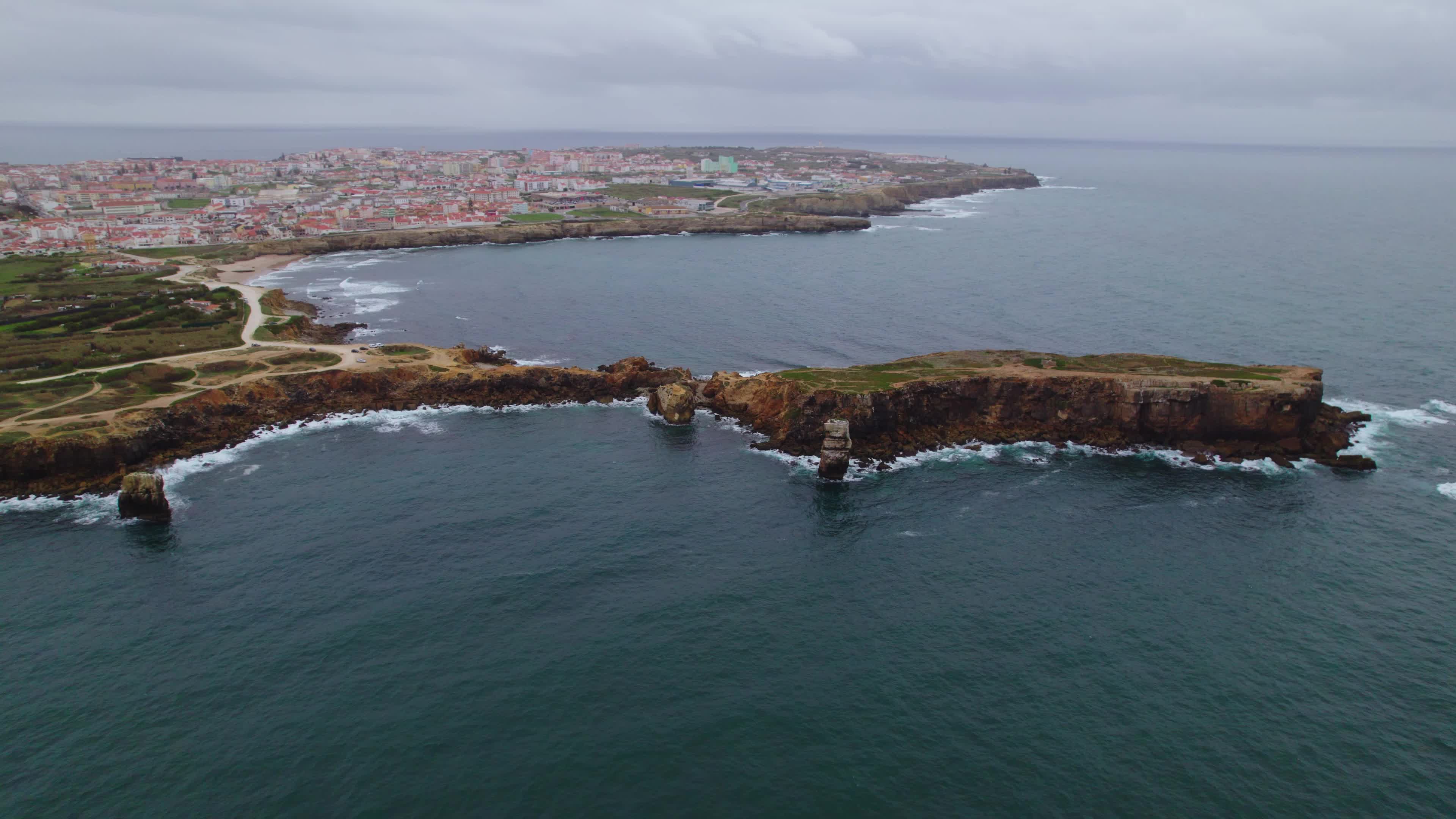 Drone View of Papôa, Peniche, Portugal
