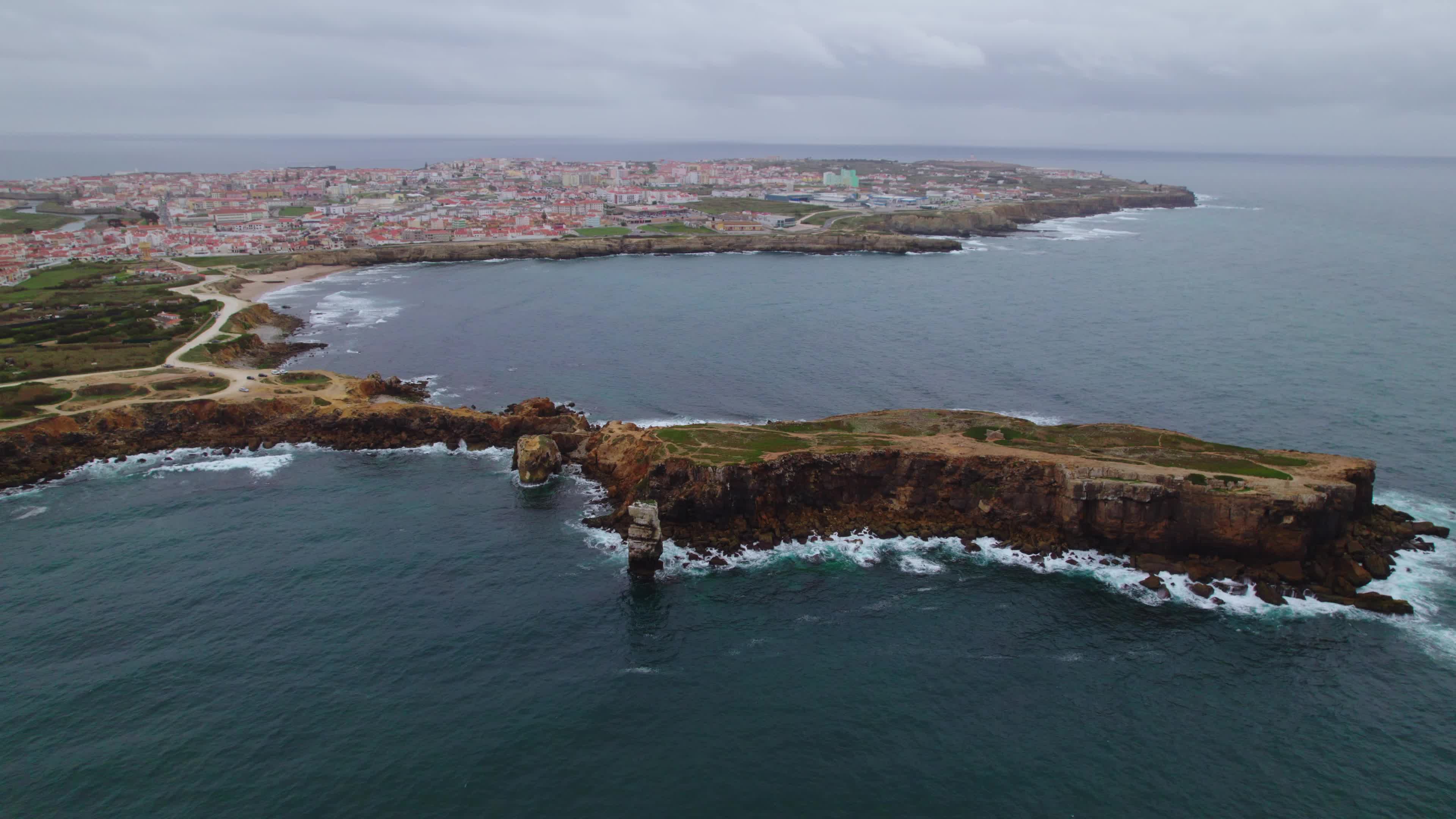 Drone View of Papôa, Peniche, Portugal