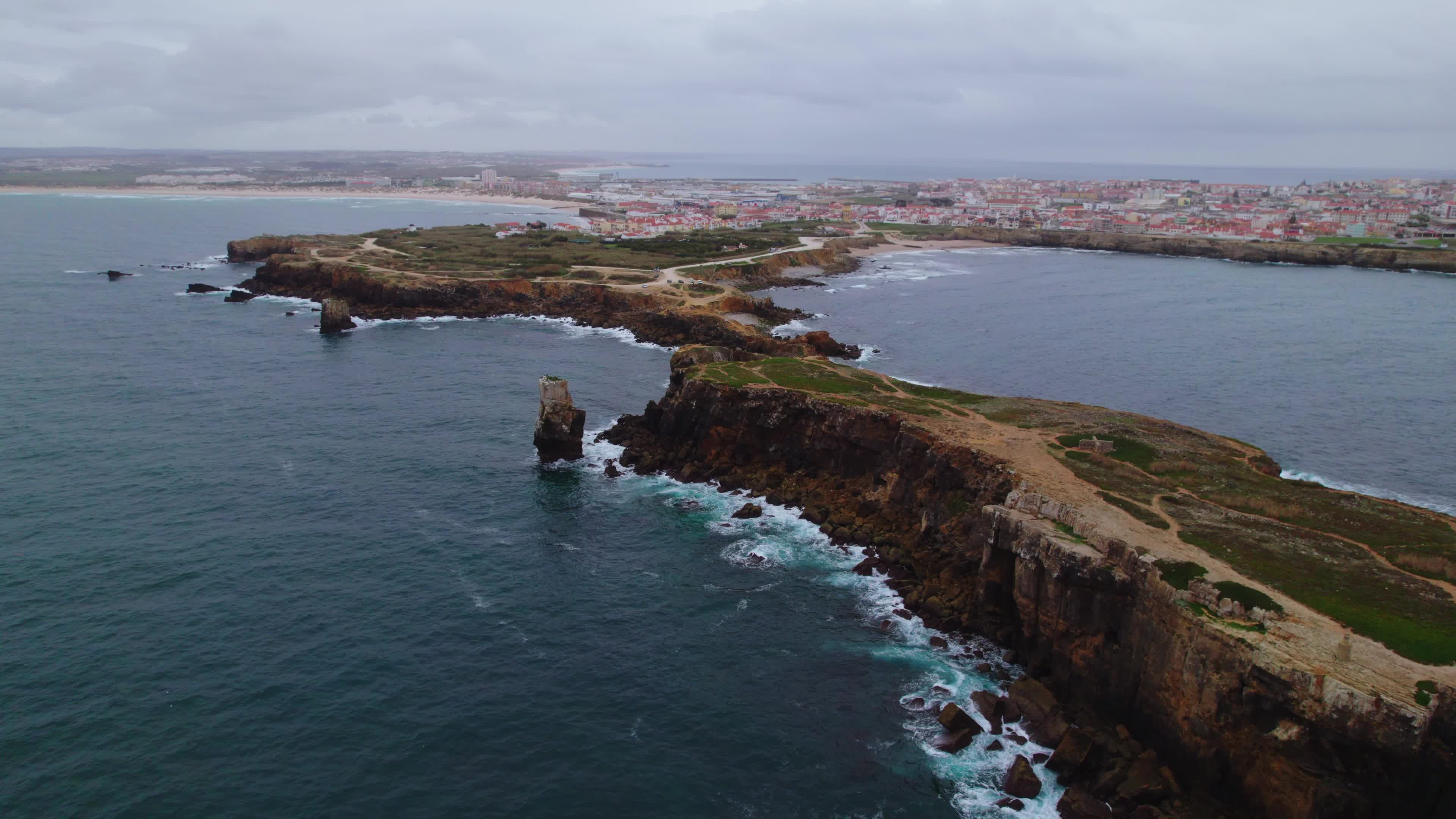 Drone View of Papôa, Peniche, Portugal