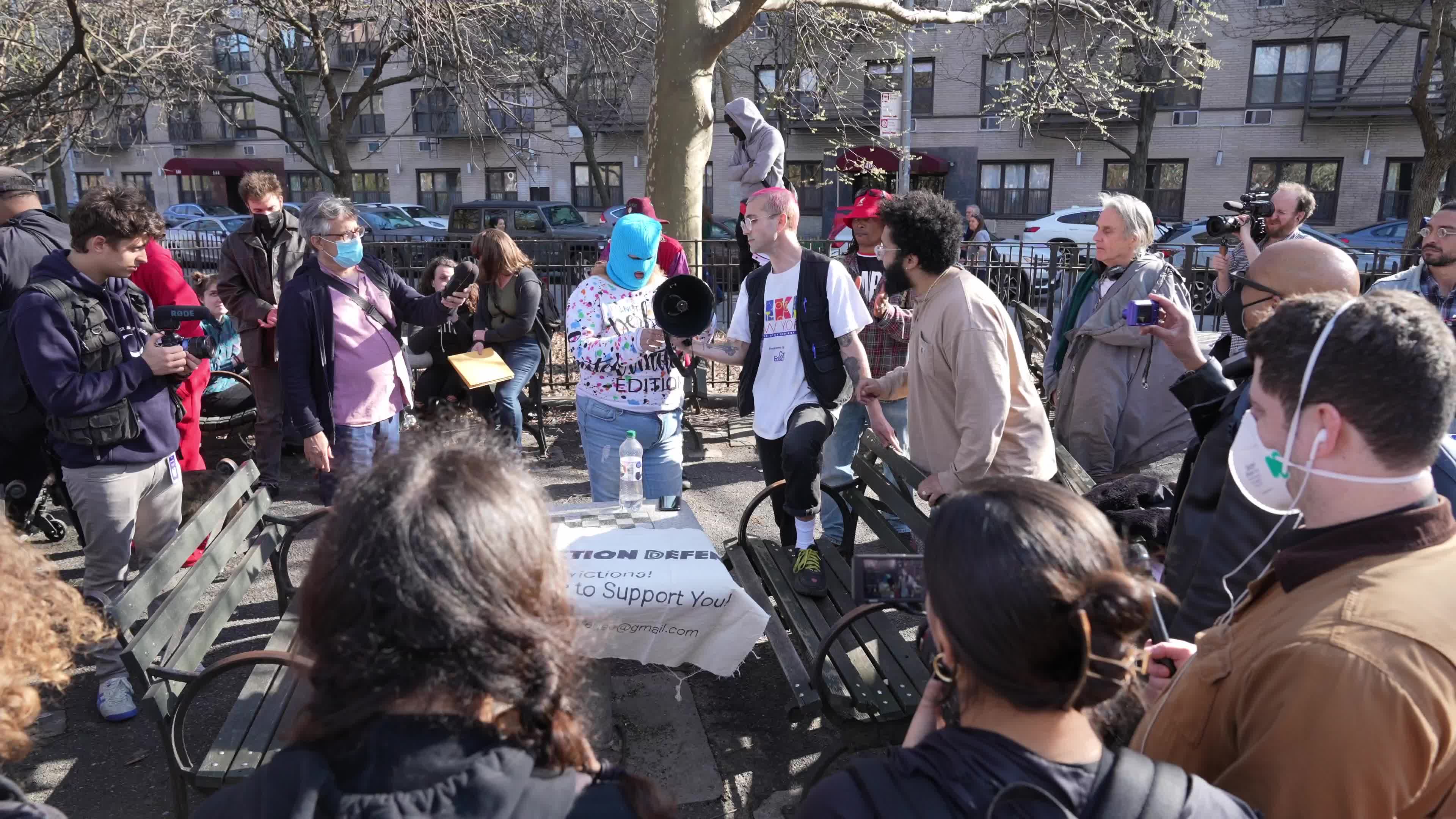 Protesters condemn "violent sweeps" of NYC homeless encampments