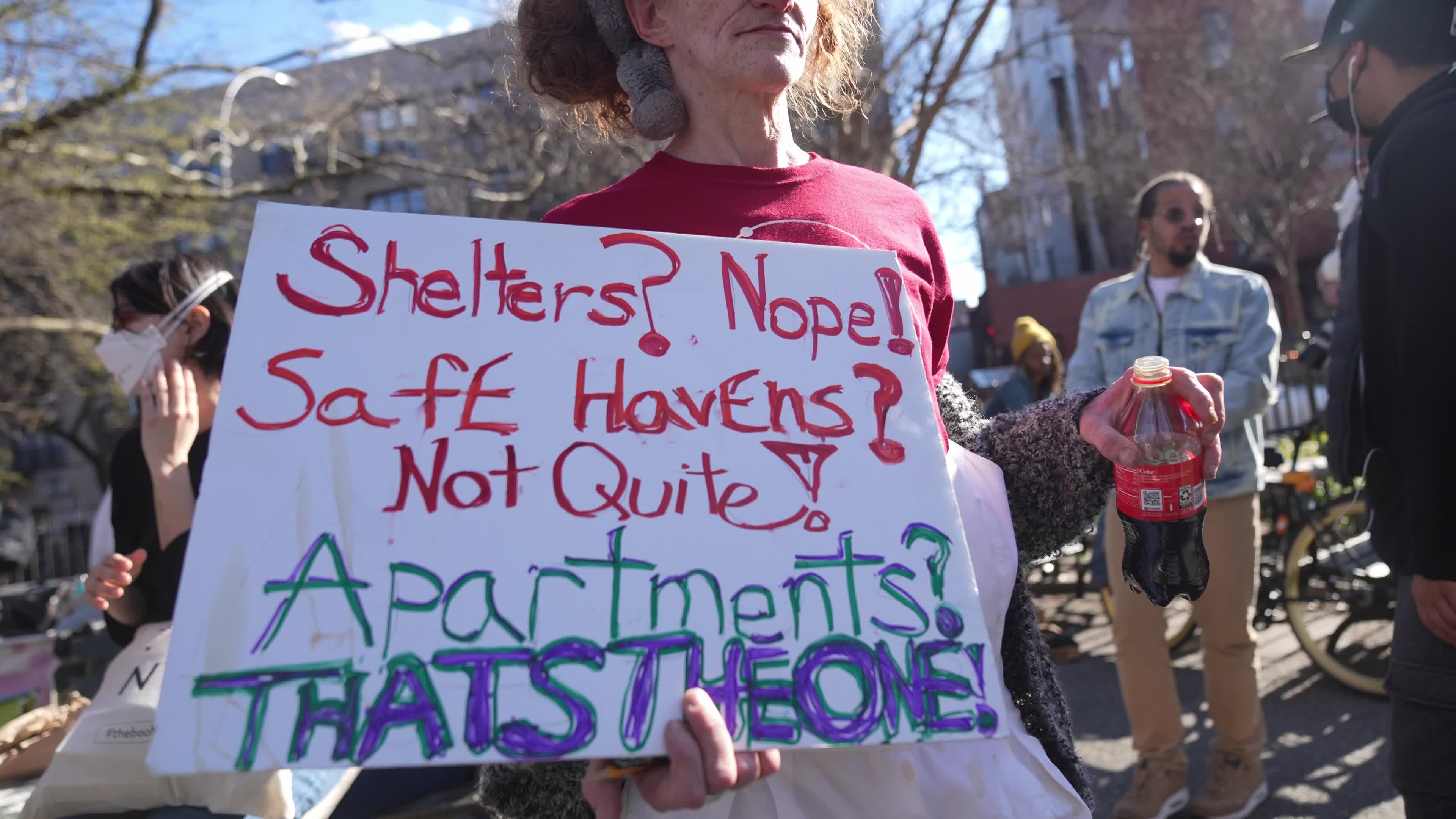 Protesters condemn "violent sweeps" of NYC homeless encampments