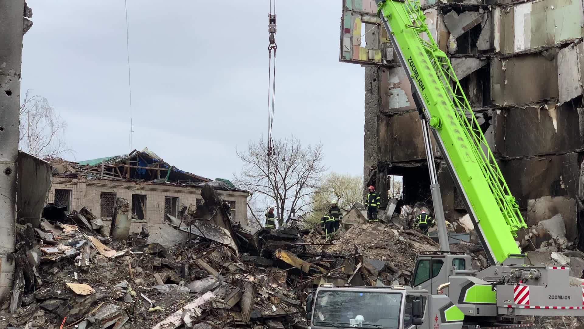 Ukrainian Rescuers Worked To Clear The Rubble After The Collapse Of Residential Buildings Destroyed By Russian Army