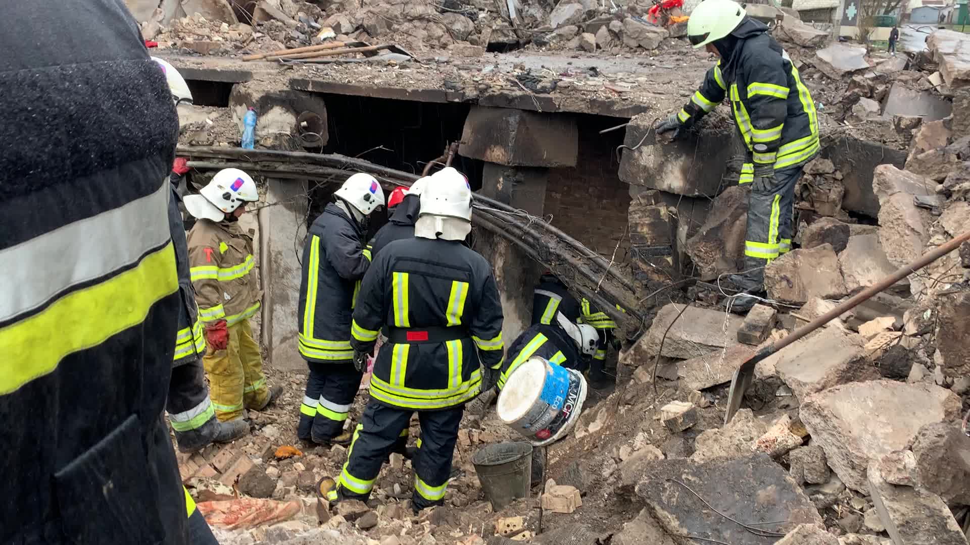 Ukrainian Rescuers Worked To Clear The Rubble After The Collapse Of Residential Buildings Destroyed By Russian Army