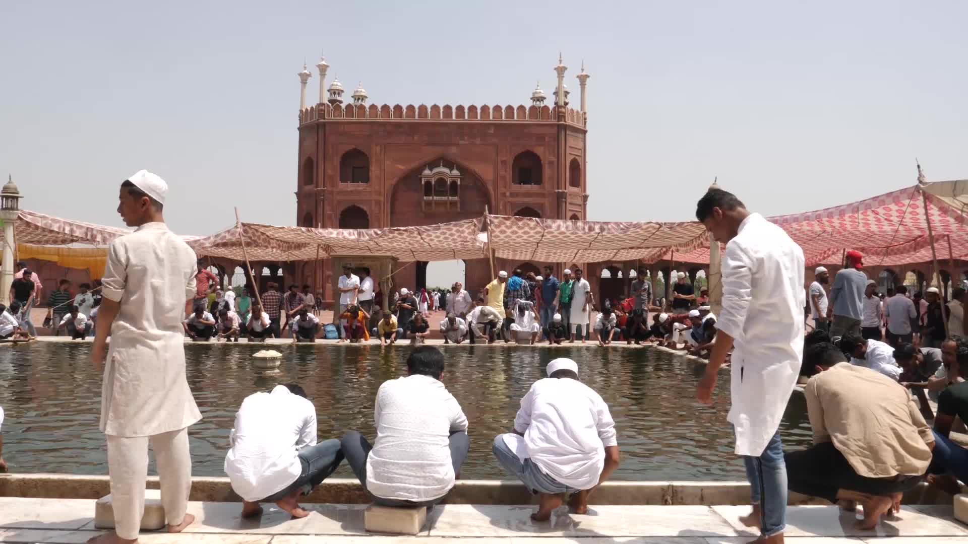 Indian Muslims offer Friday Prayers at Jama Masjid, Delhi