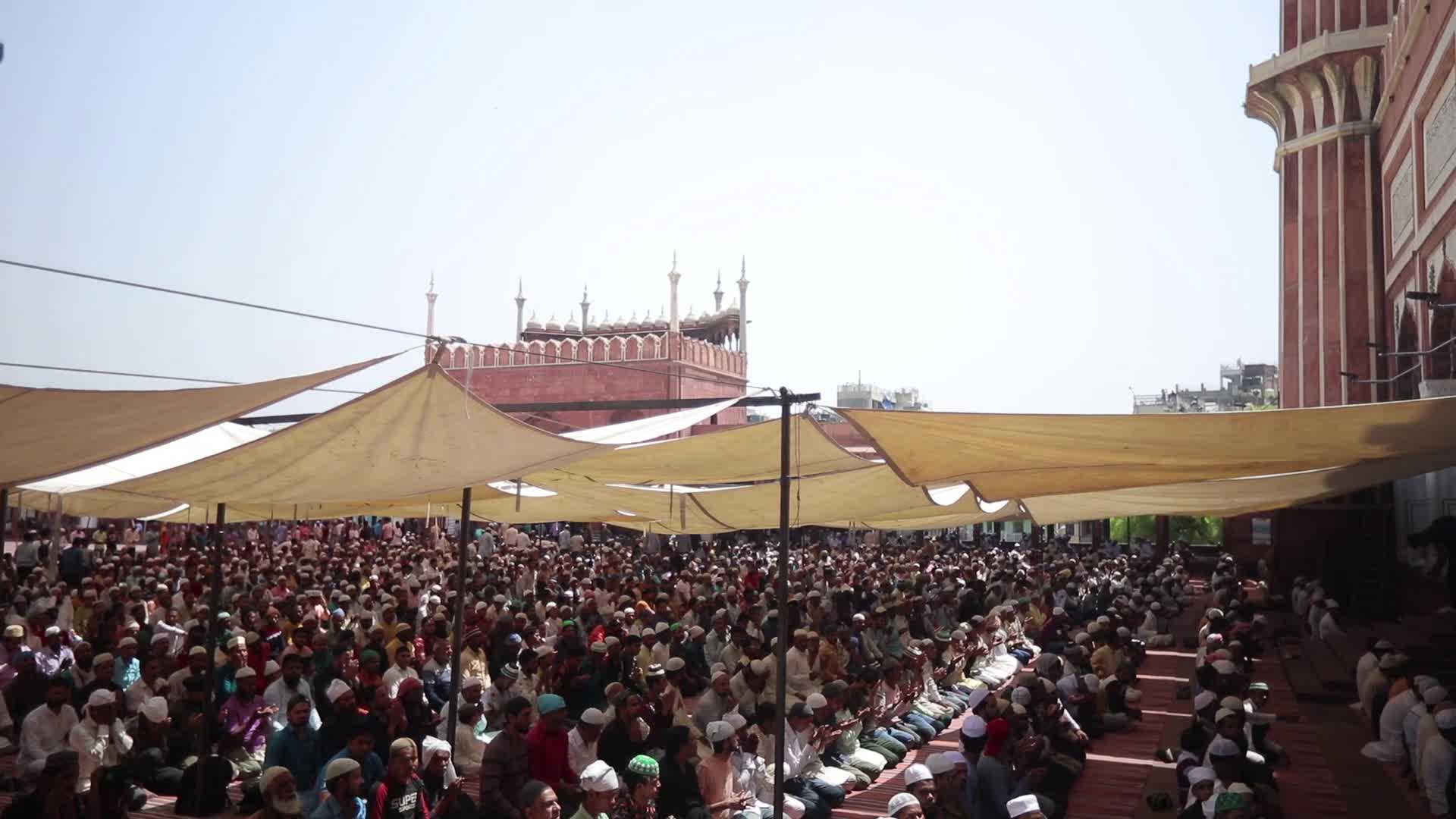 Indian Muslims offer Friday Prayers at Jama Masjid, Delhi