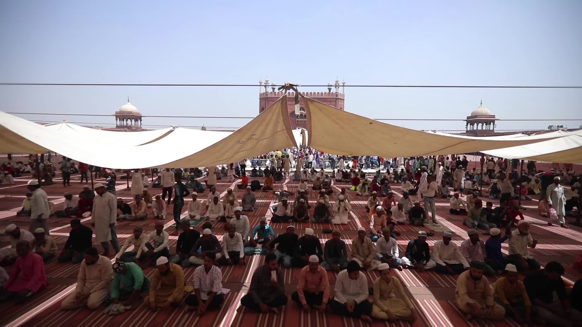 Indian Muslims offer Friday Prayers at Jama Masjid, Delhi