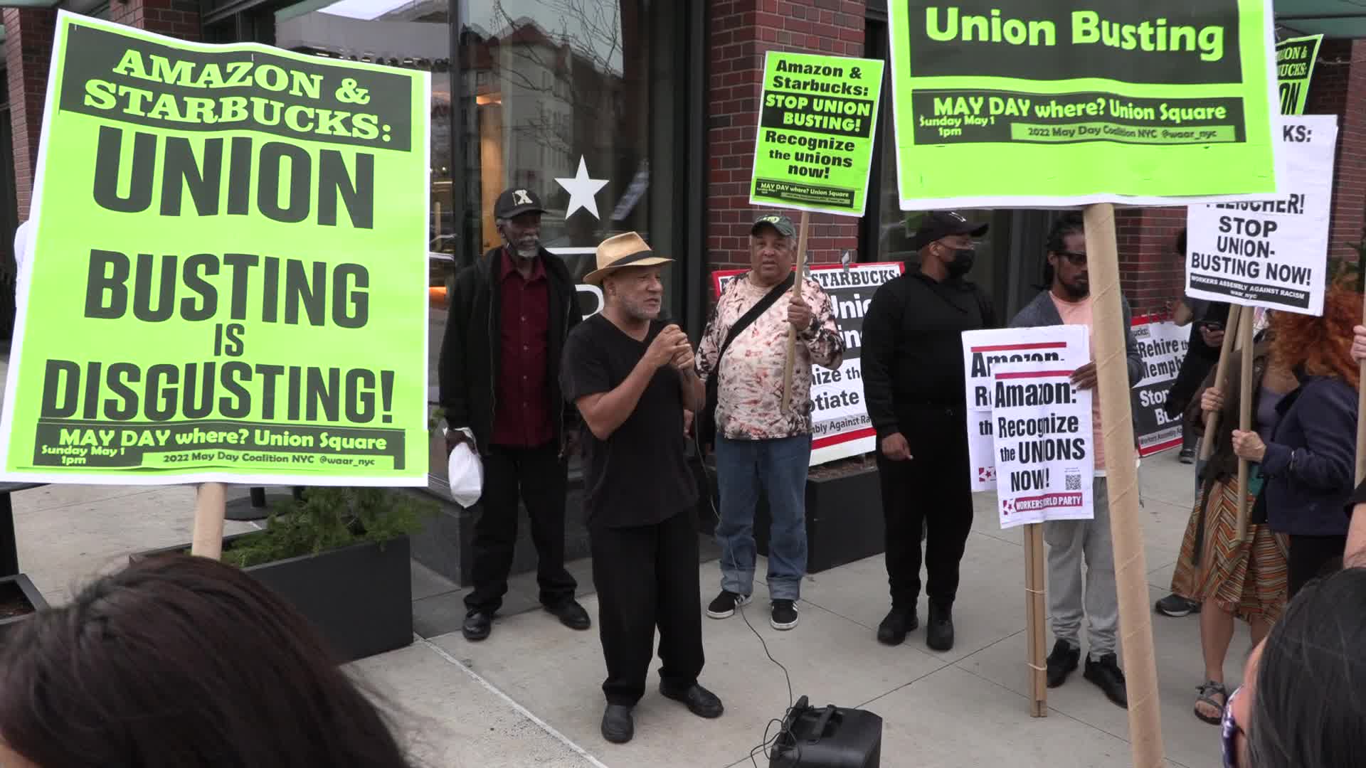 NYC: Starbucks and Amazon Labor Rally