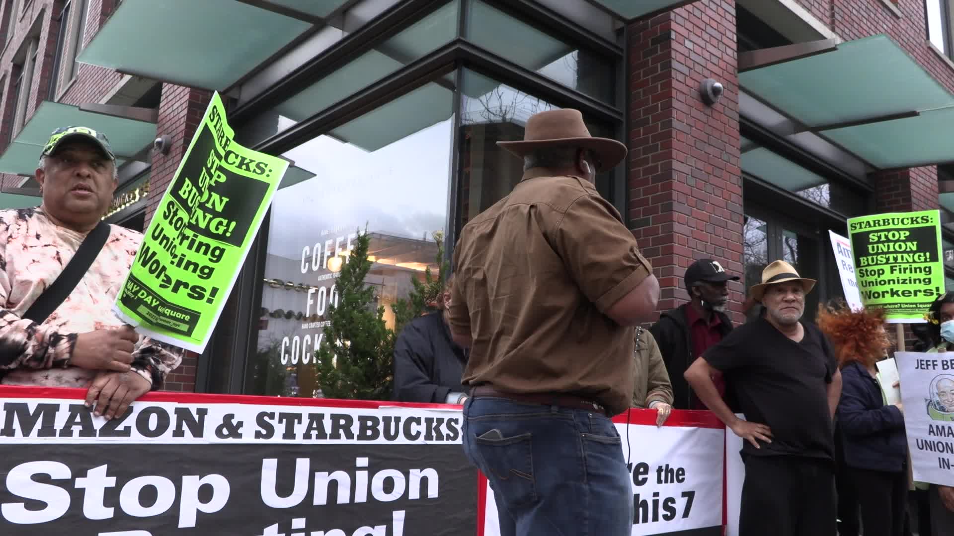 NYC: Starbucks and Amazon Labor Rally