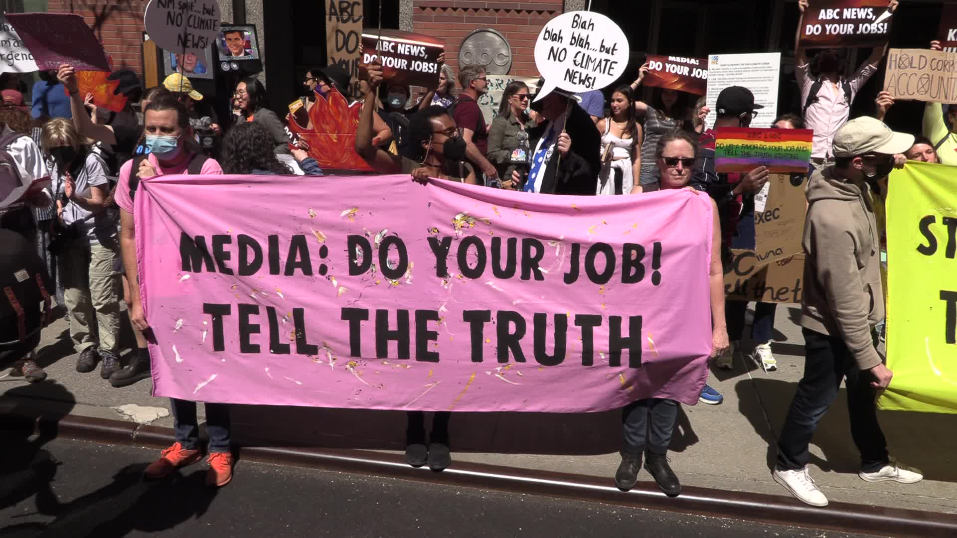 NYC: Climate activists call on ABC News and NBC News to report on climate change