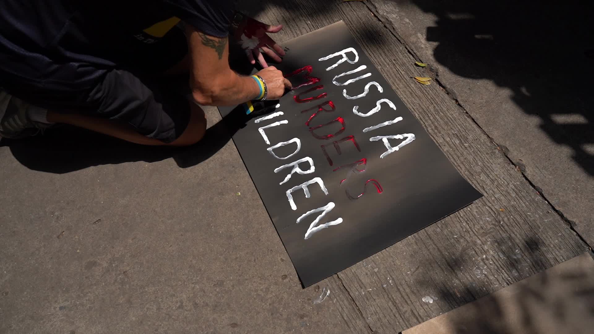 Protest in Thailand Against Russia's invasion of Ukraine.