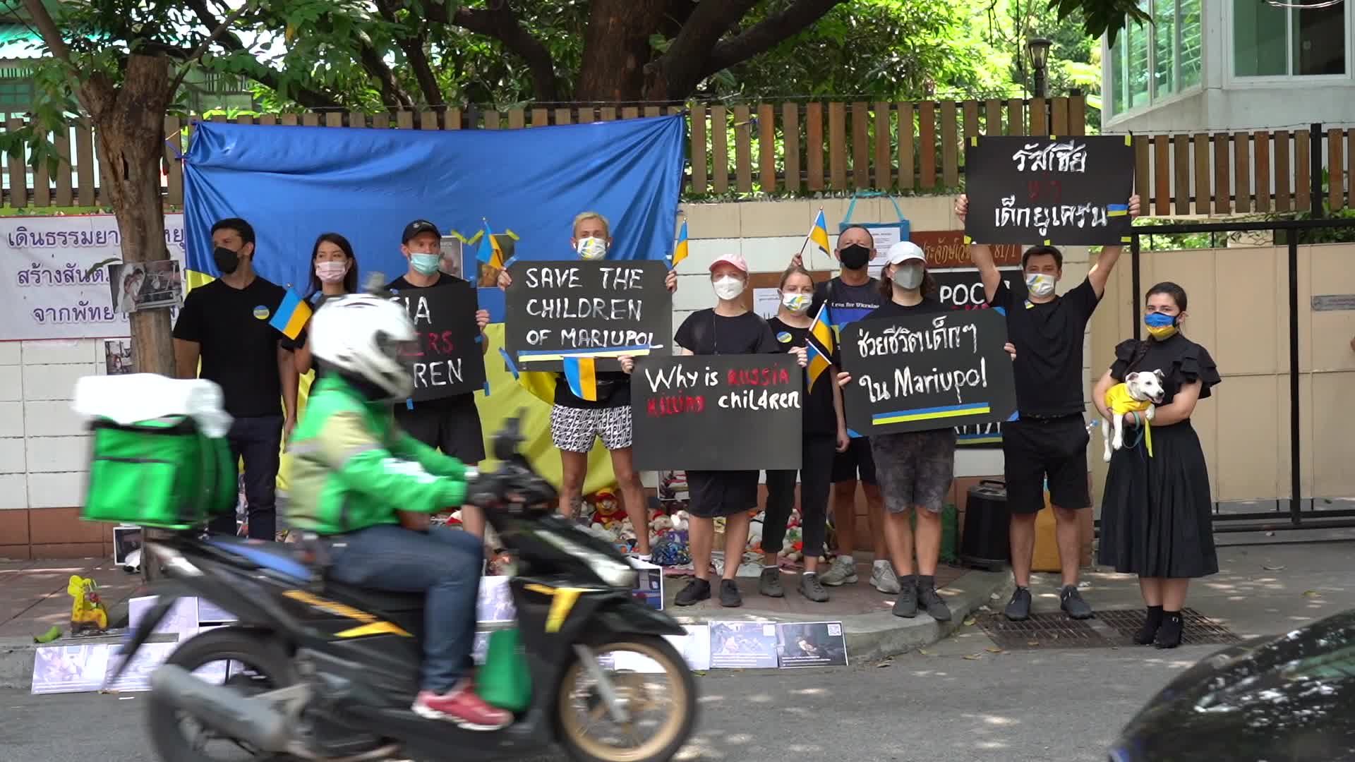 Protest in Thailand Against Russia's invasion of Ukraine.