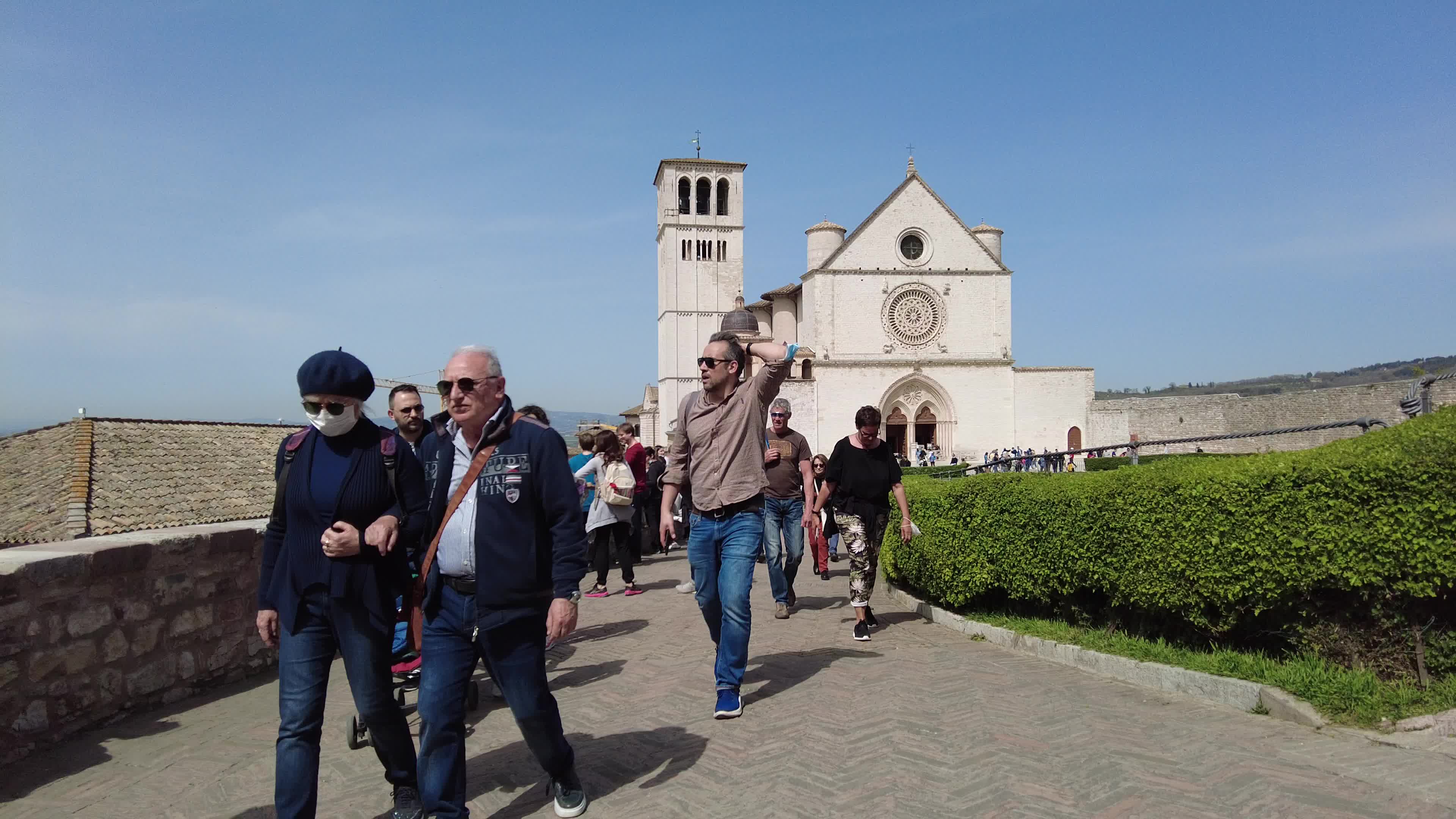 Tourists visiting Assisi, Italy